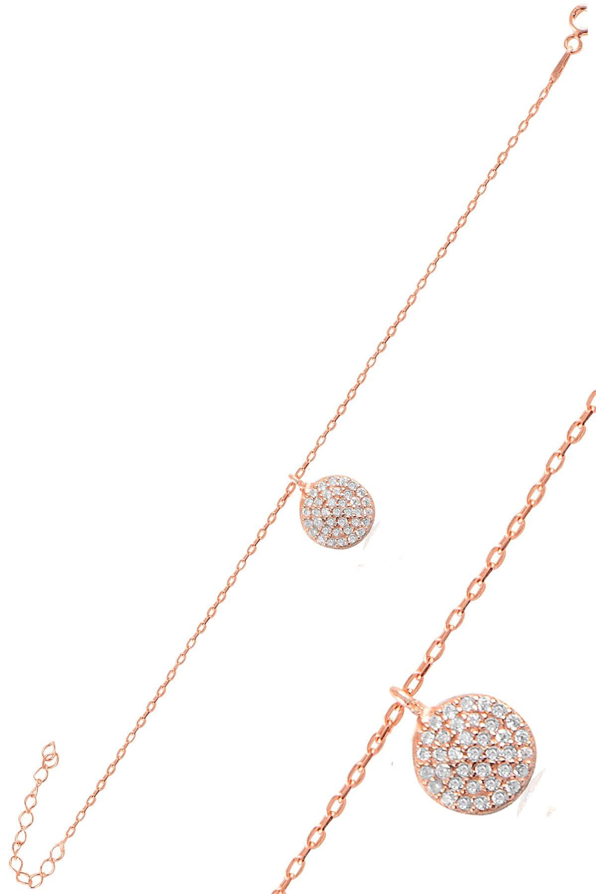 Gümüş rose zirkon taşlı yuvarlak bileklik SGTL11060ROSE