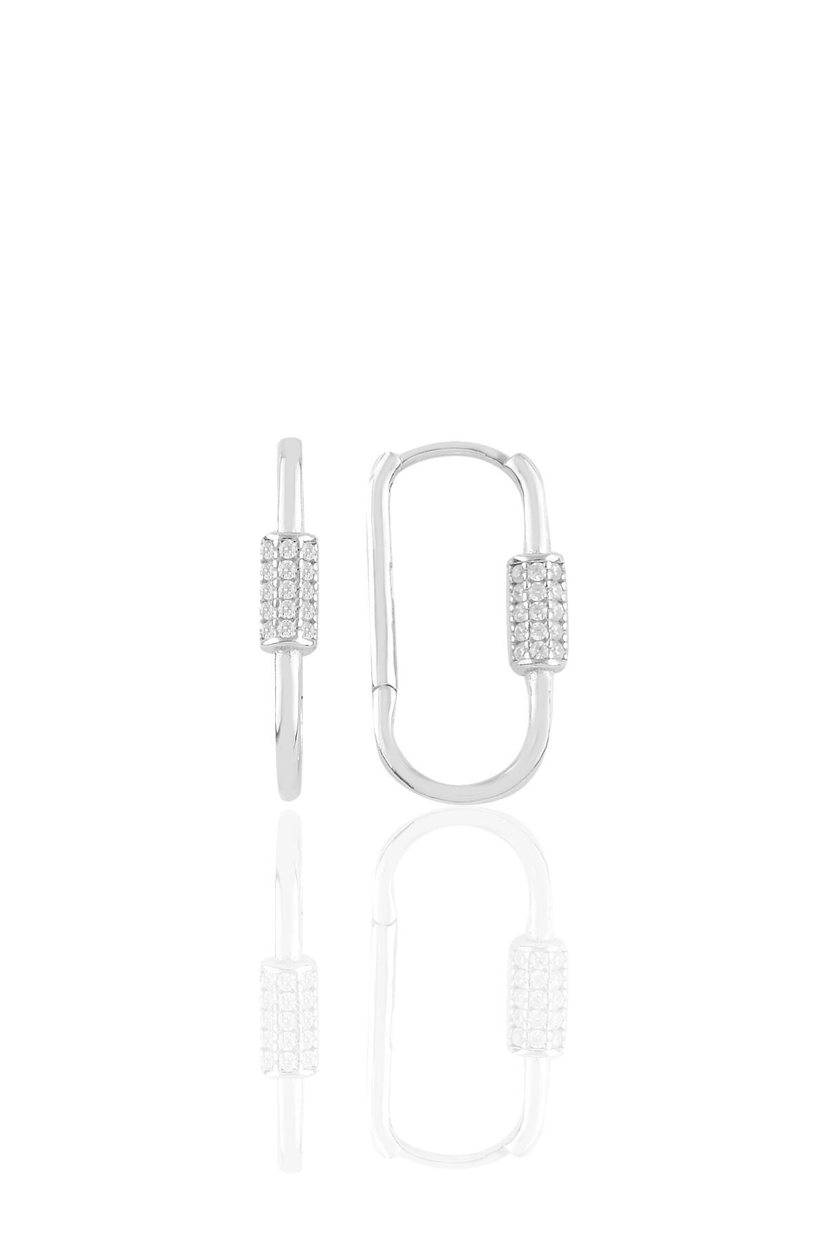 Gümüş rodyumlu zirkon taşlı tasarım küpe SGTL10883RODAJ