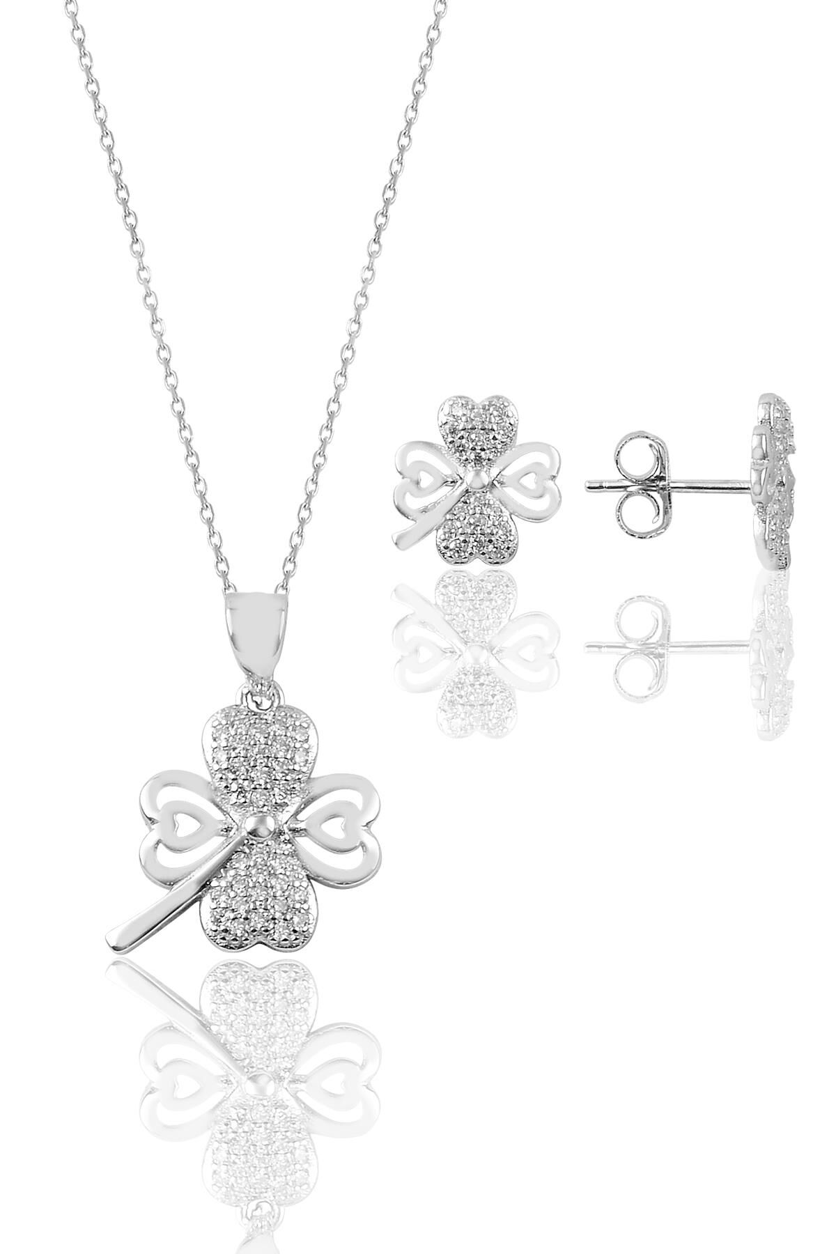 Gümüş yonca modeli ikili set SGTL9087