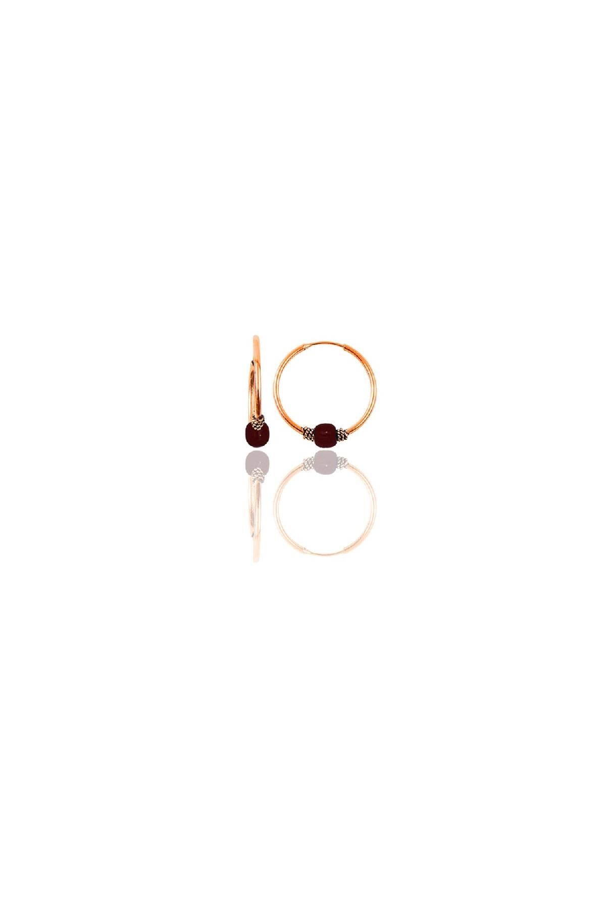 Gümüş rose 12 mm mini mercan renkli halka küpe SGTL11283ROSE