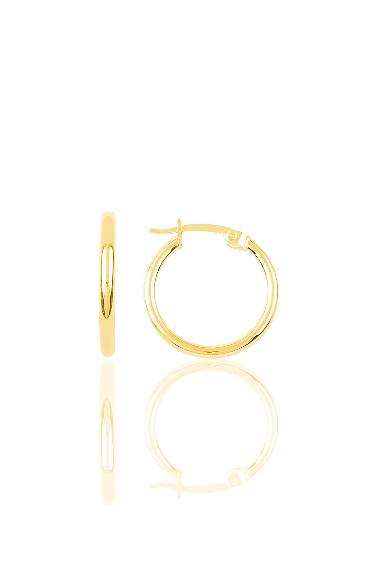 Gümüş altın rengi 19 mm şarnel halka küpe SGTL9643GOLD