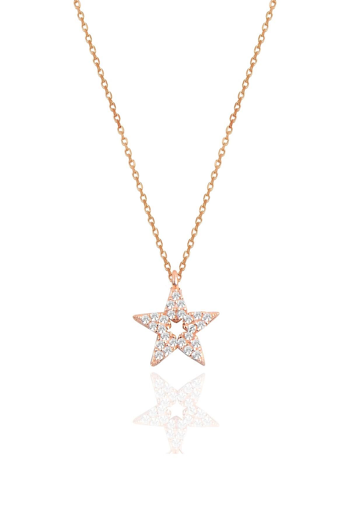 Gümüş rose zirkon taşlı lotus modeli kolye SGTL10228YLD