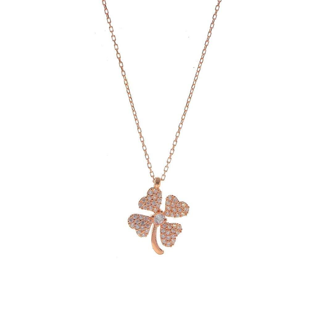 Rose Zirkon Taşlı Yonca Kolye SGTL5727