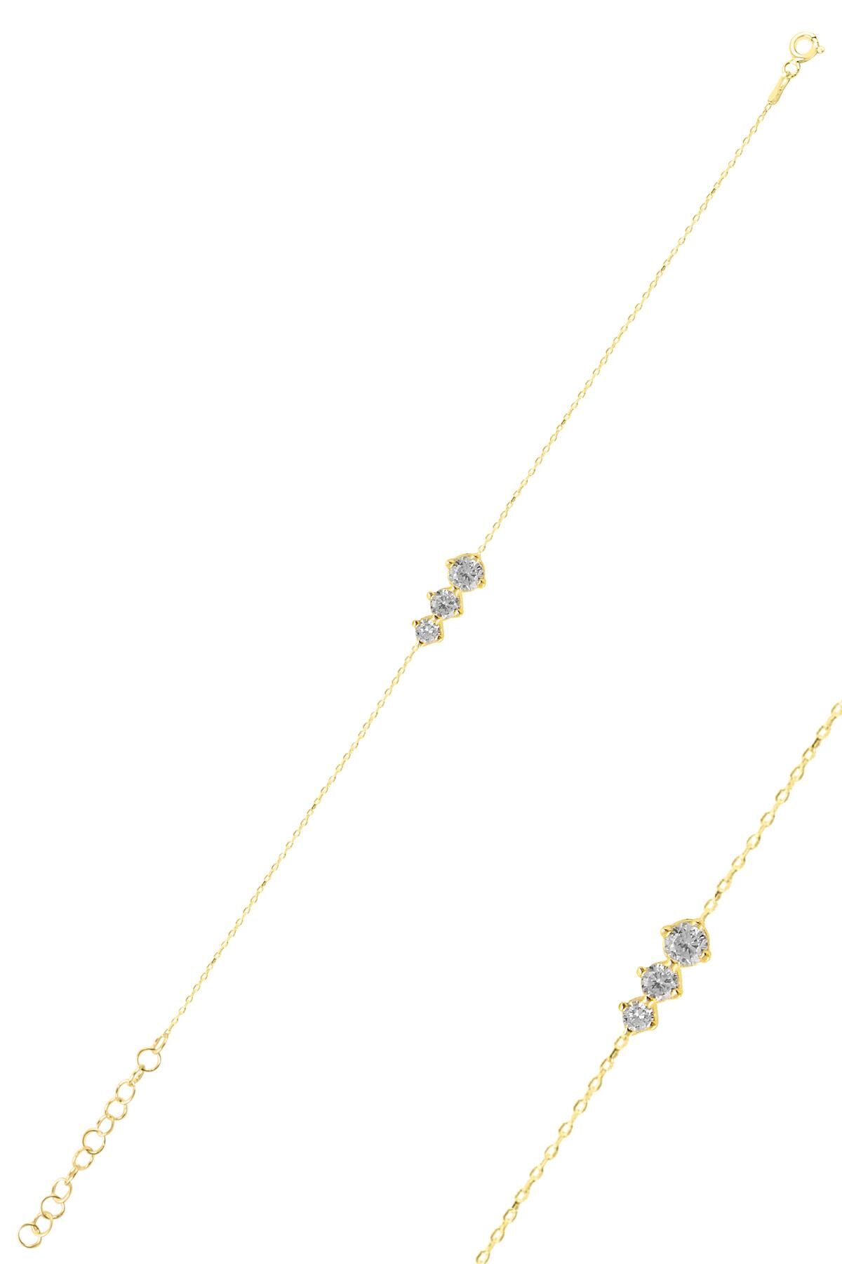Gümüş altın yaldızlı zirkon taşlı pırıltı bileklik SGTL11860GOLD