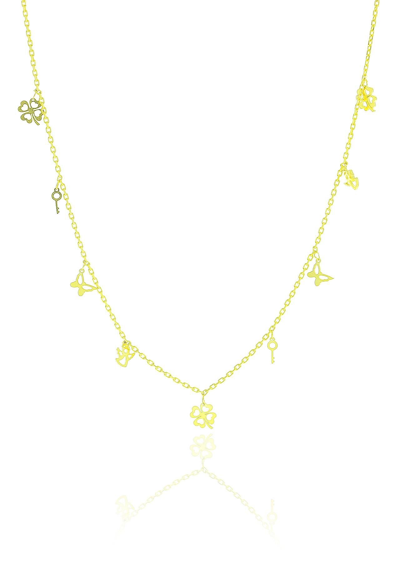 Gümüş altın yaldızlı kısmet şans kolyesi SGTL10486GOLD
