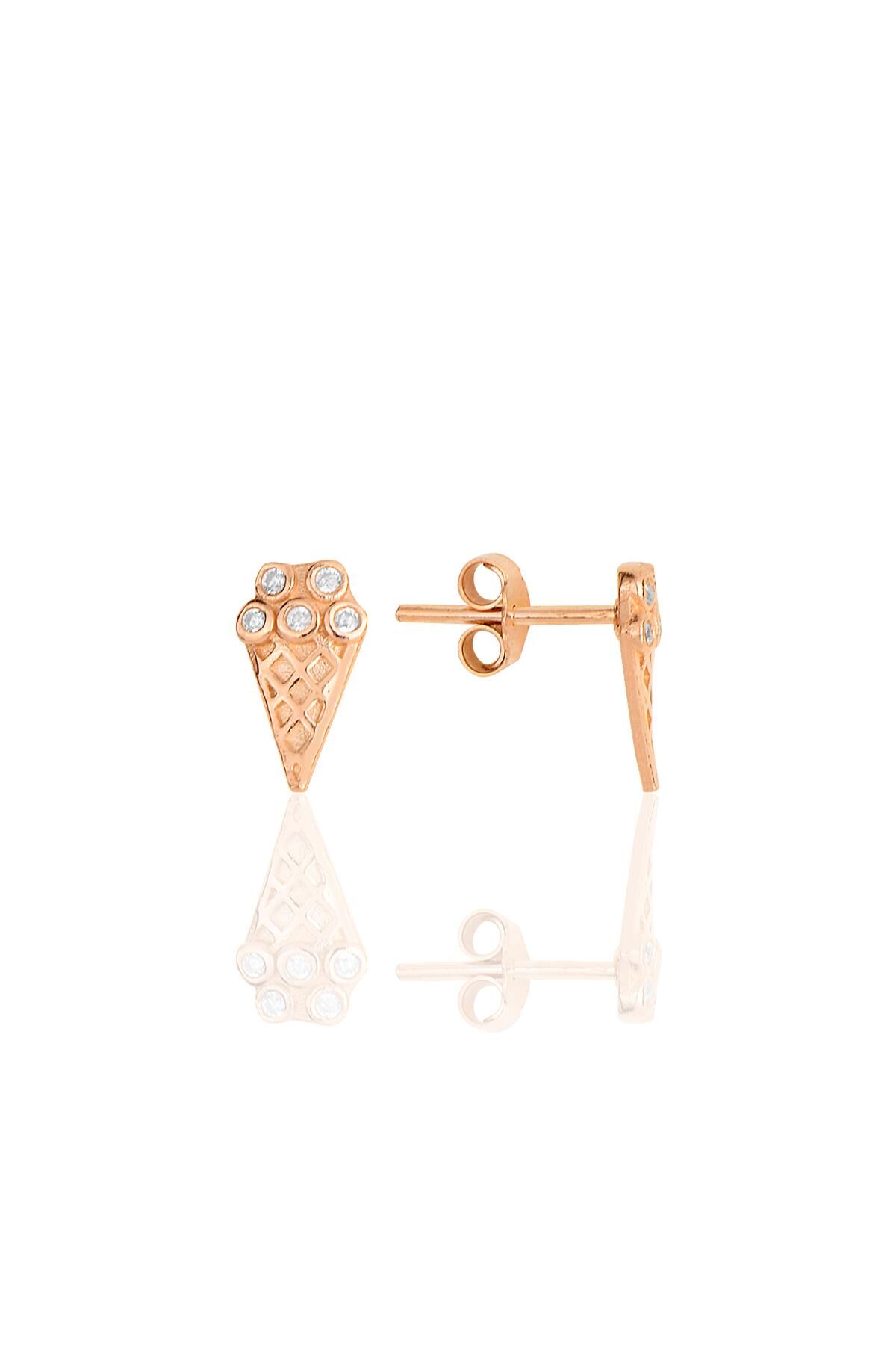 Gümüş rose zirkon taşlı dondurma küpe SGTL11844ROSE