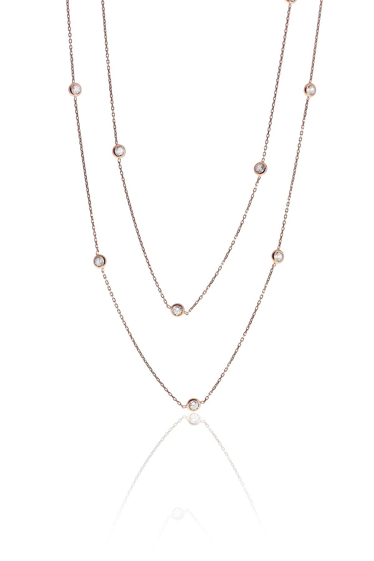 Gümüş rose zirkon taşlı kolye SGTL10506ROSE