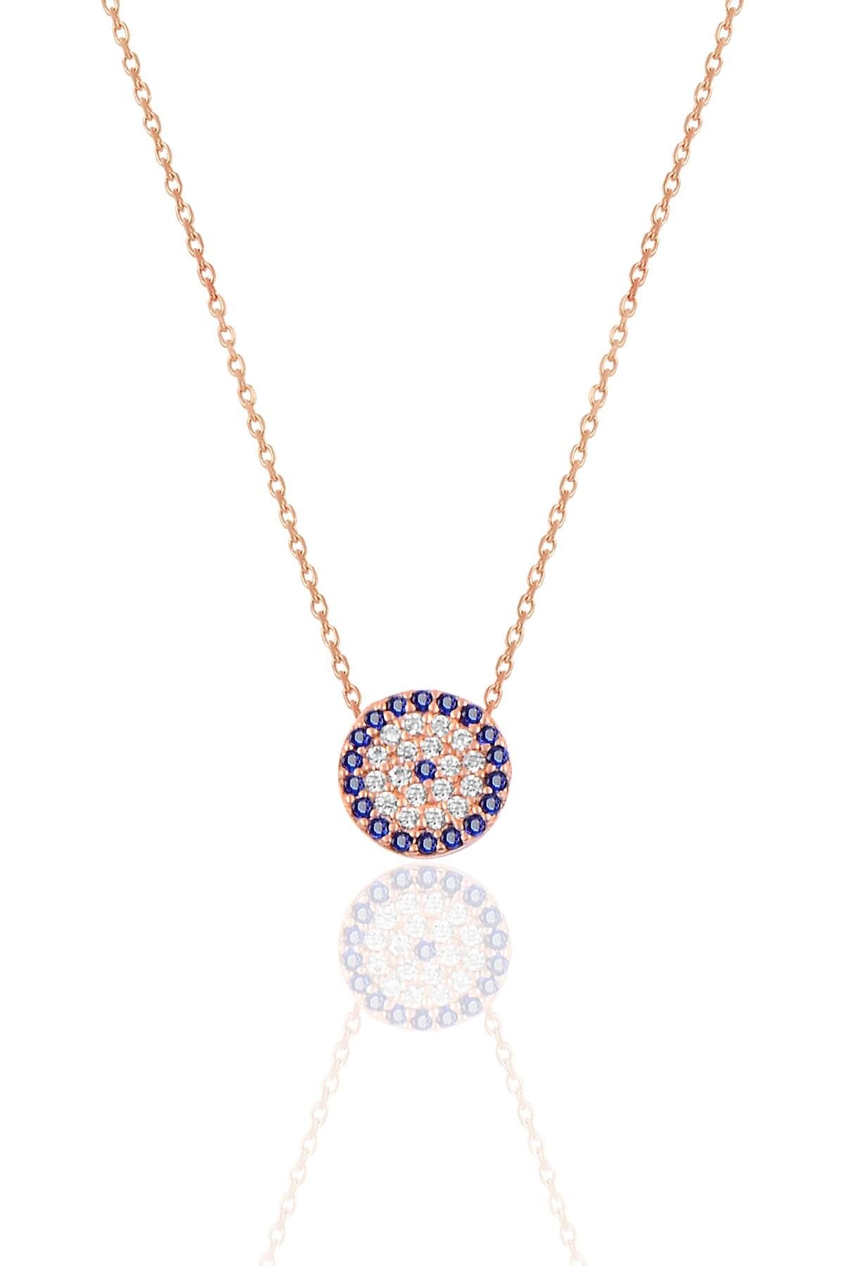 Gümüş nazar modeli kolye SGTL9874ROSE