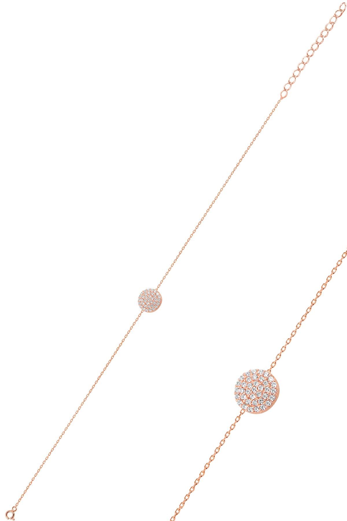 Gümüş rose zirkon taşlı yuvarlak bileklik SGTL10280BYZYVL