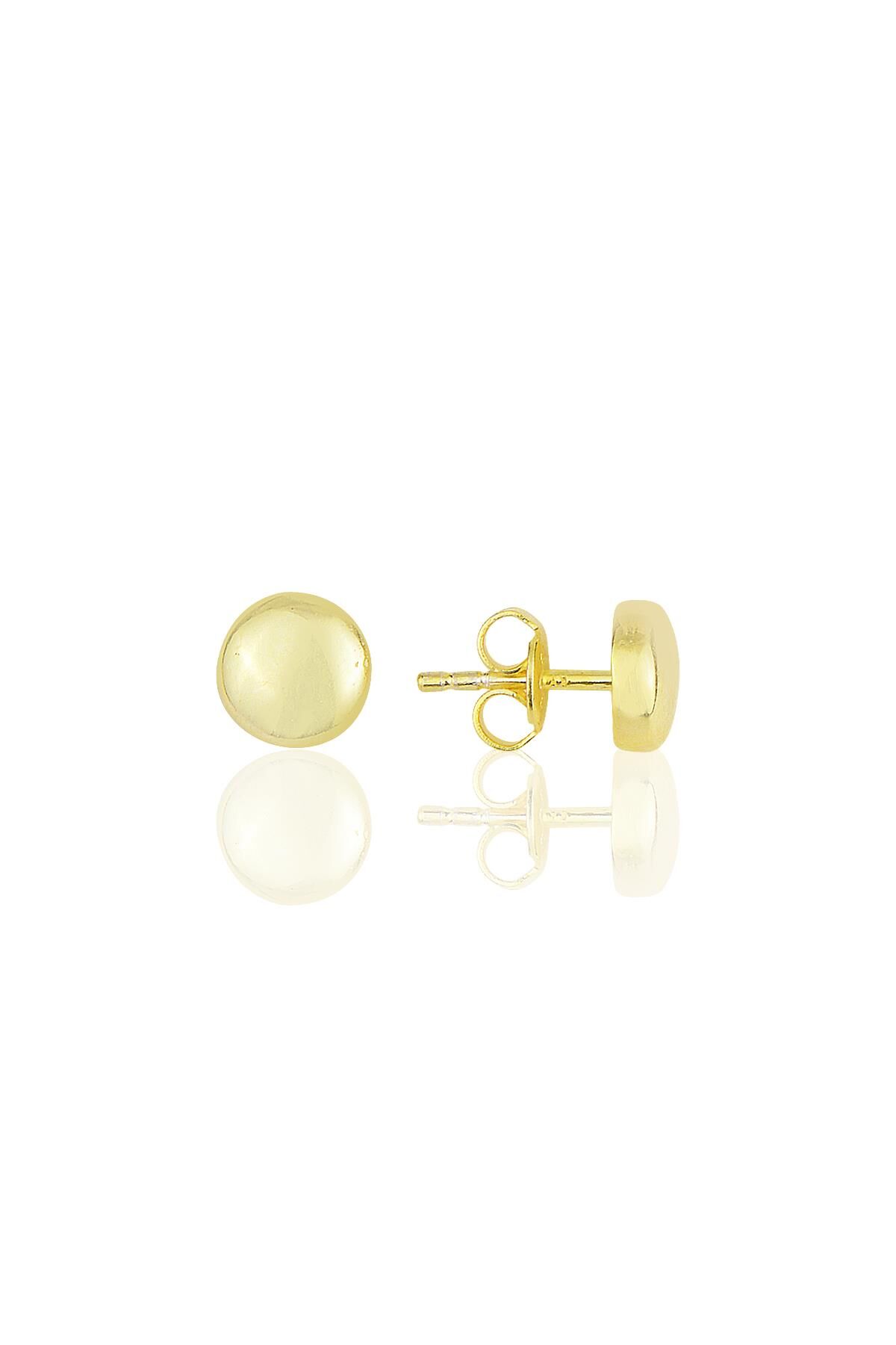 Gümüş altın yaldızlı üç boyutlu yuvarlak küpe SGTL11709GOLD