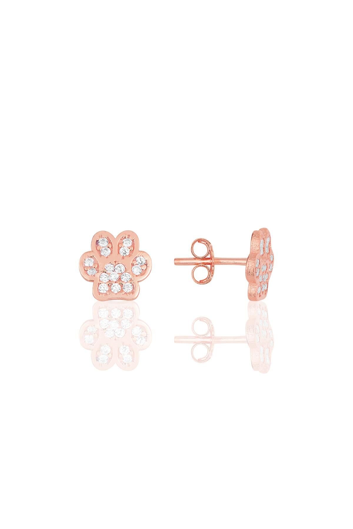 Gümüş rose zirkon taşlı pati küpe SGTL11707ROSE