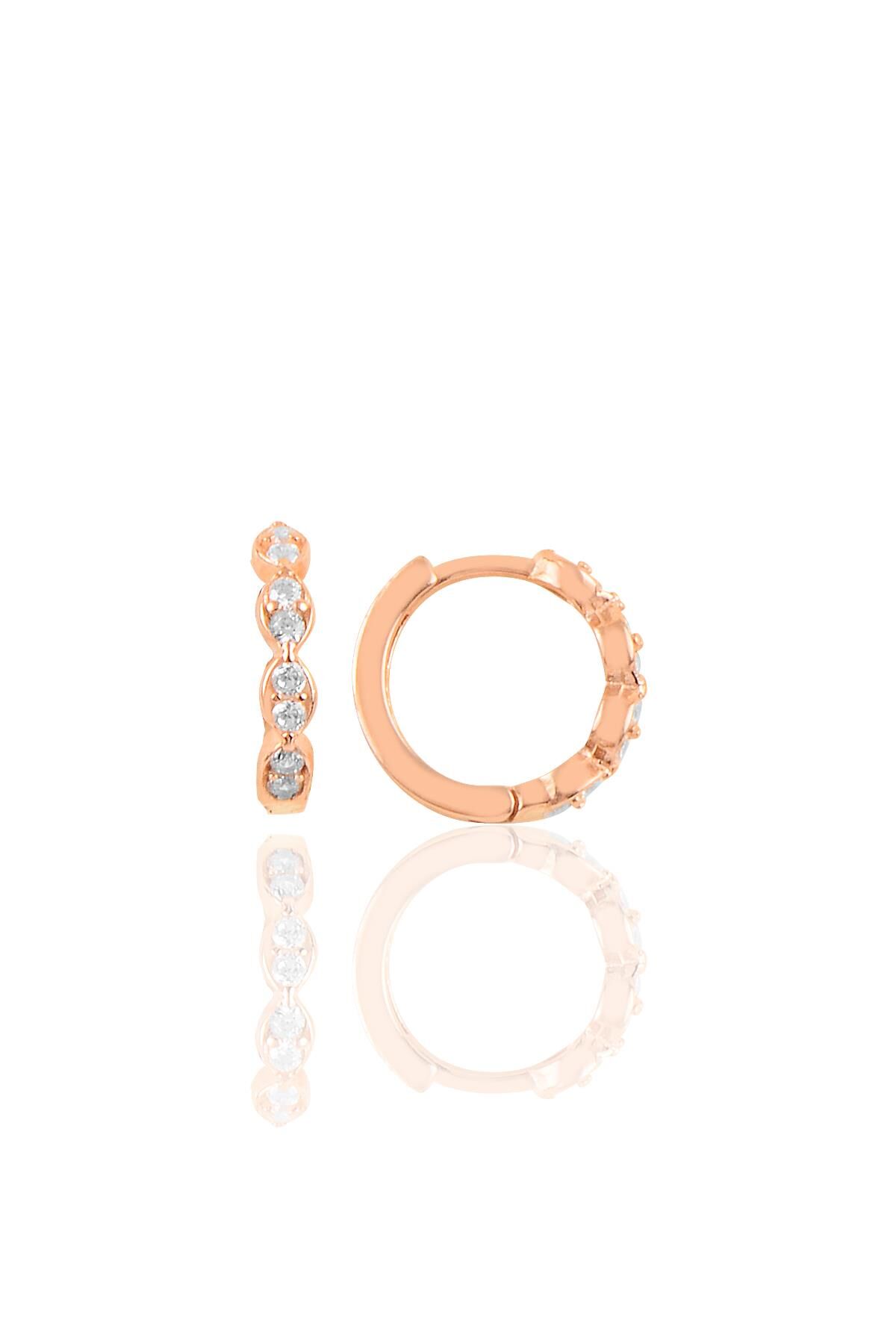 Gümüş rose zirkon taşlı halka küpe SGTL10442ROSE