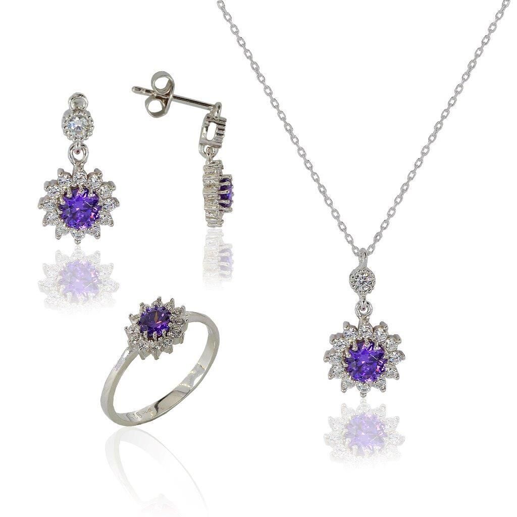 pırlanta modeli amatist taşlı set SGTL5123