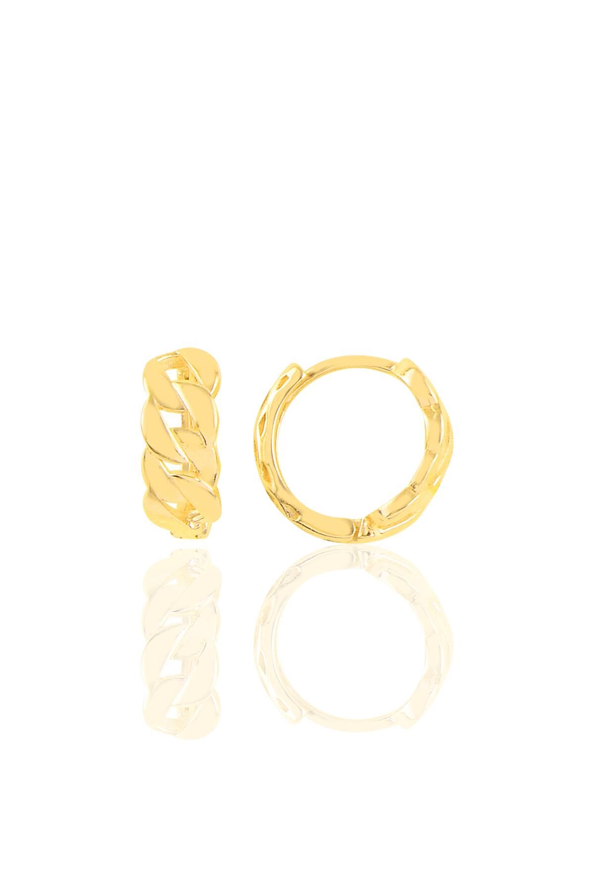 Gümüş altın yaldızlı zincir modeli halka küpe SGTL10447GOLD