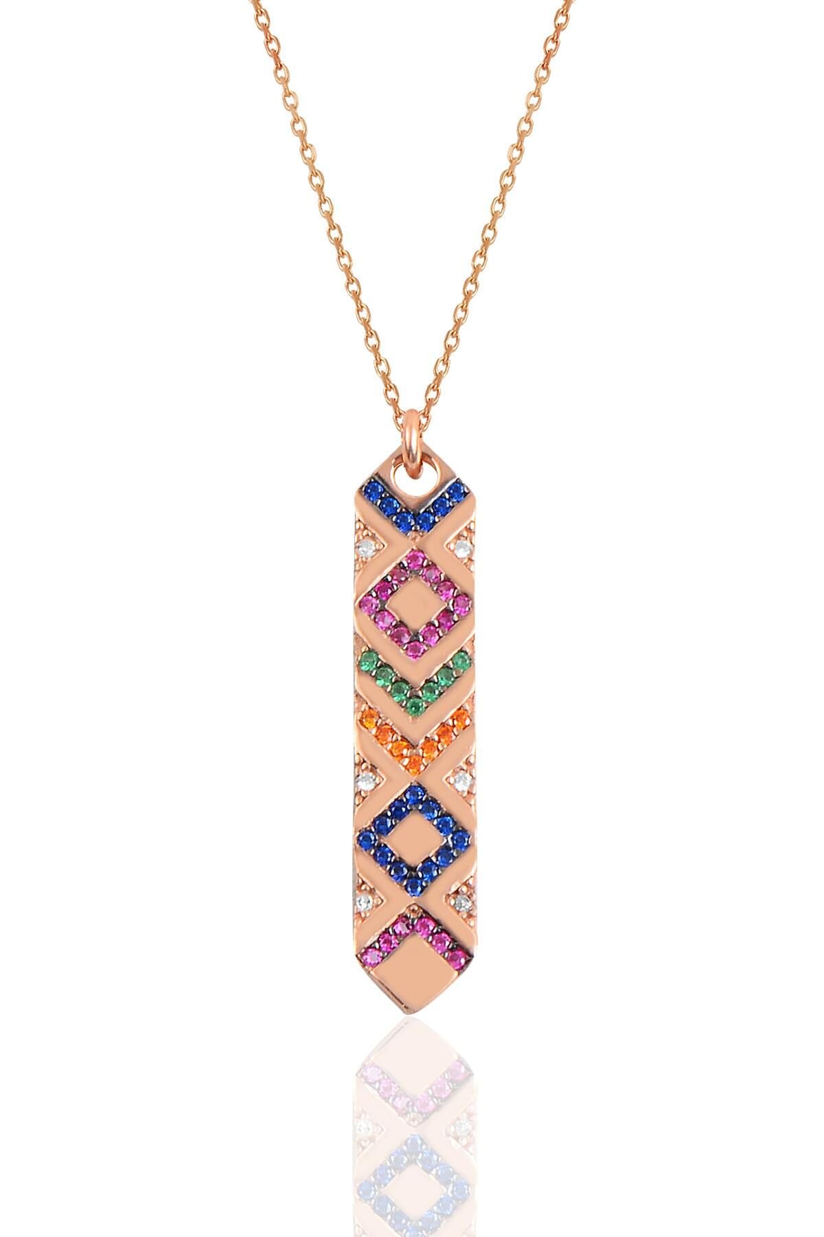 Gümüş rose kilim kolye SGTL10155ROSE