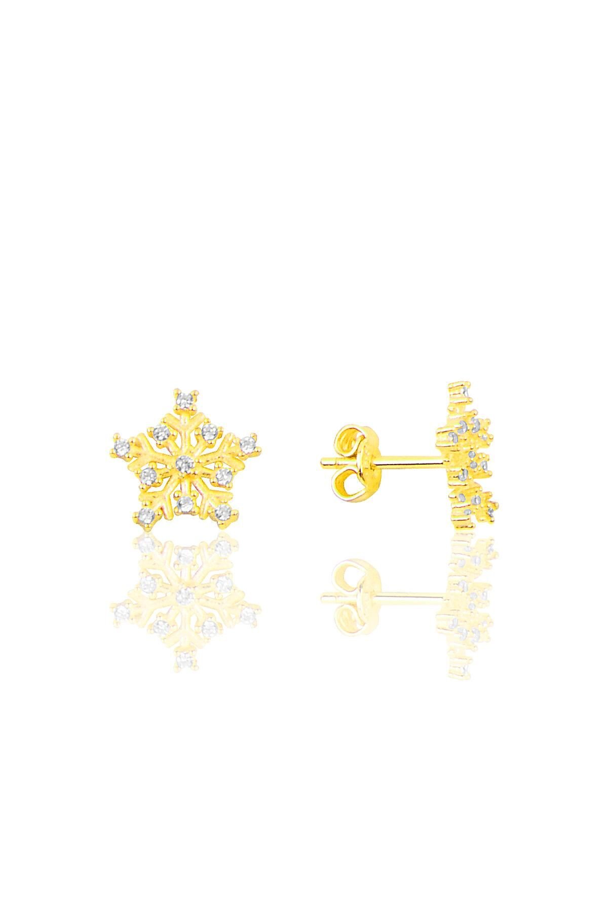 Gümüş altın rengi kartanesi küpe SGTL10049GOLD