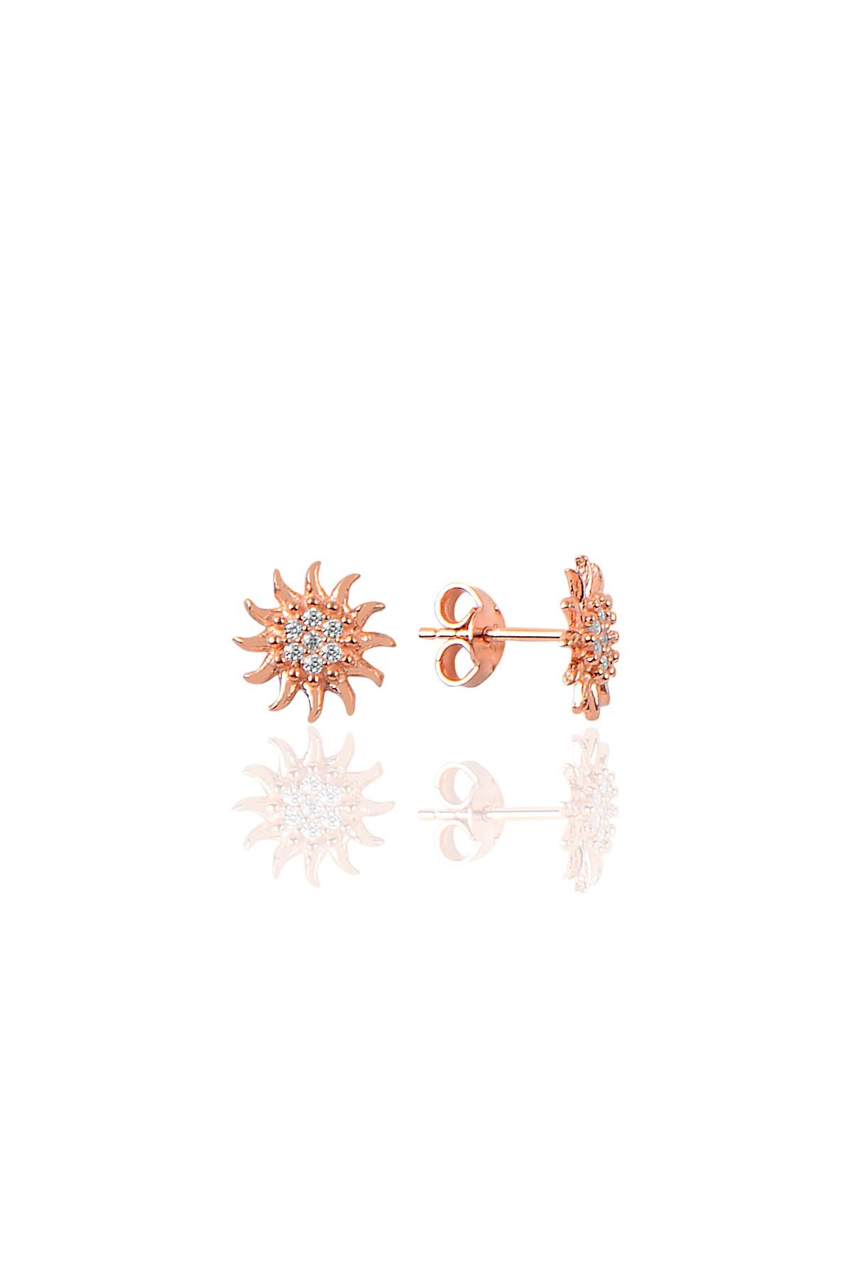 Gümüş rose zirkon güneş küpe SGTL8966