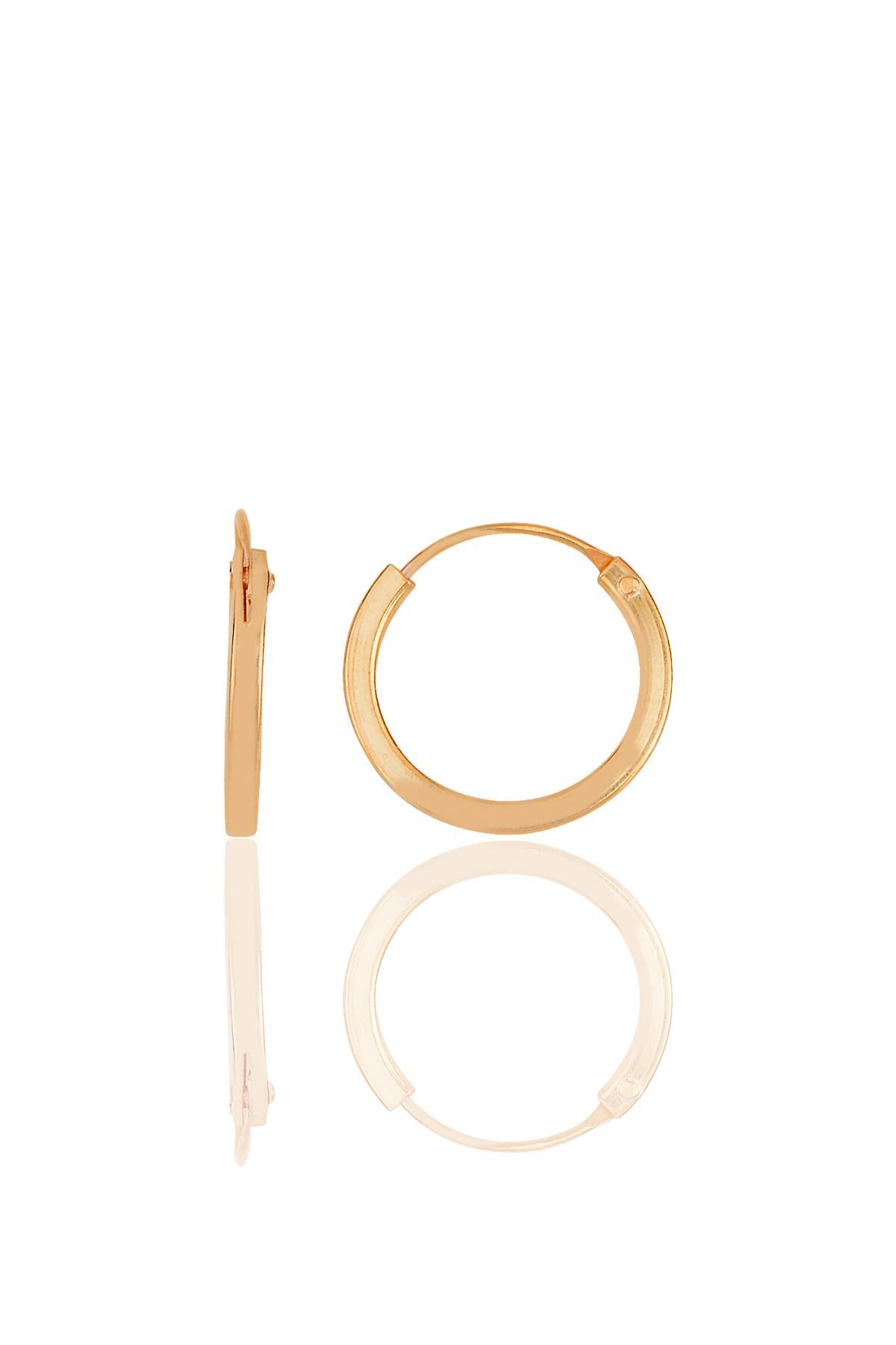 Gümüş rose 14 mm halka küpe SGTL11744ROSE