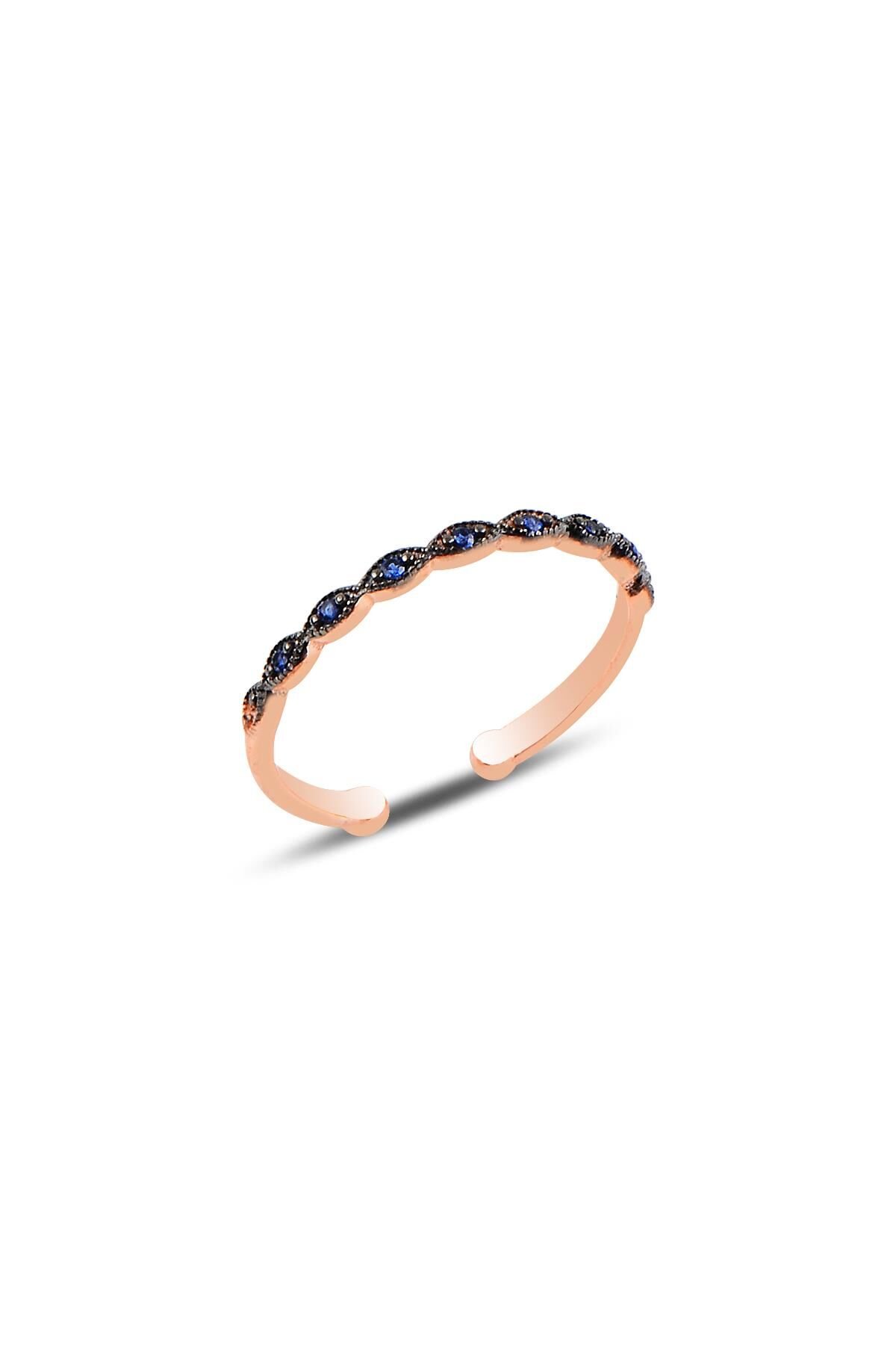 Gümüş ayarlamalı rose safir taşlı ince yüzük SGTL10109SAFİR