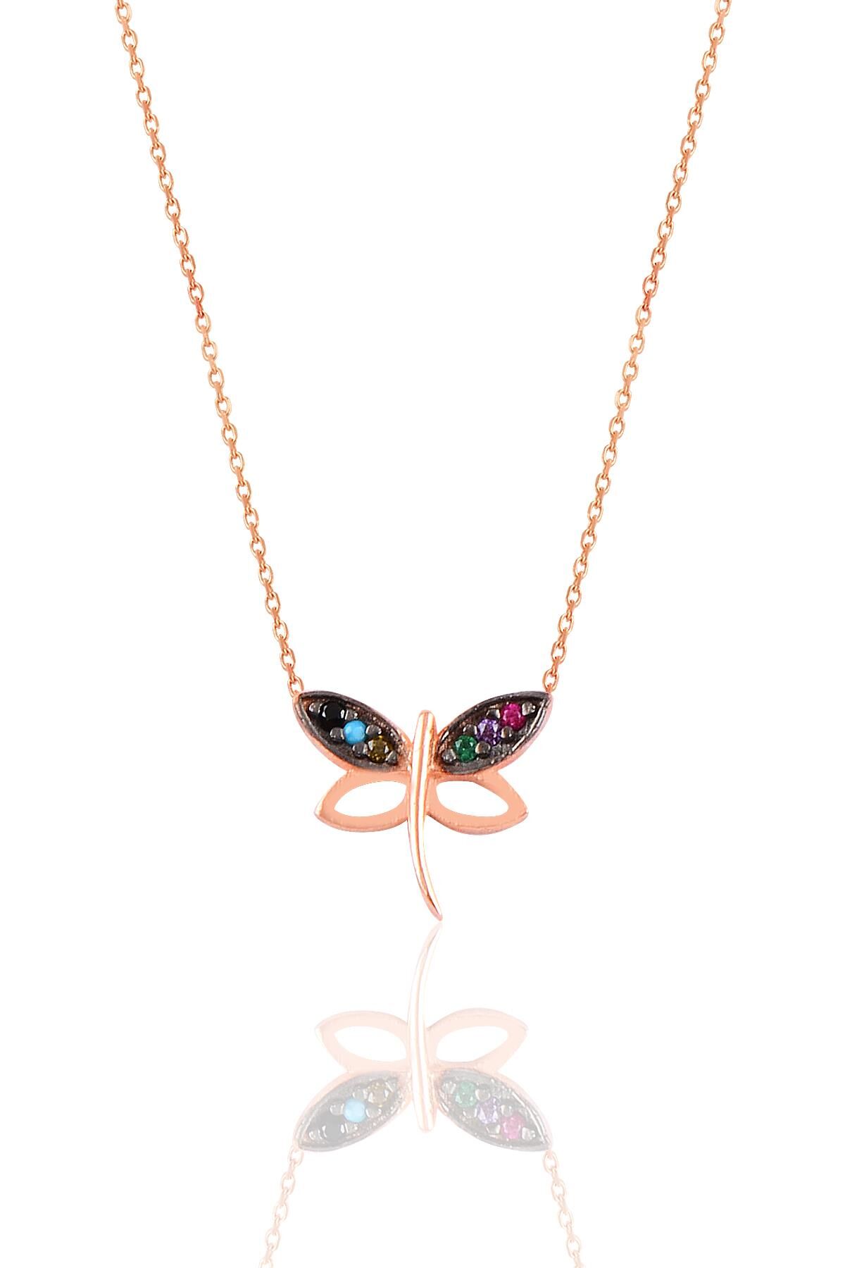 Gümüş rose mix taşlı yusufçuk kolye SGTL10895RNK