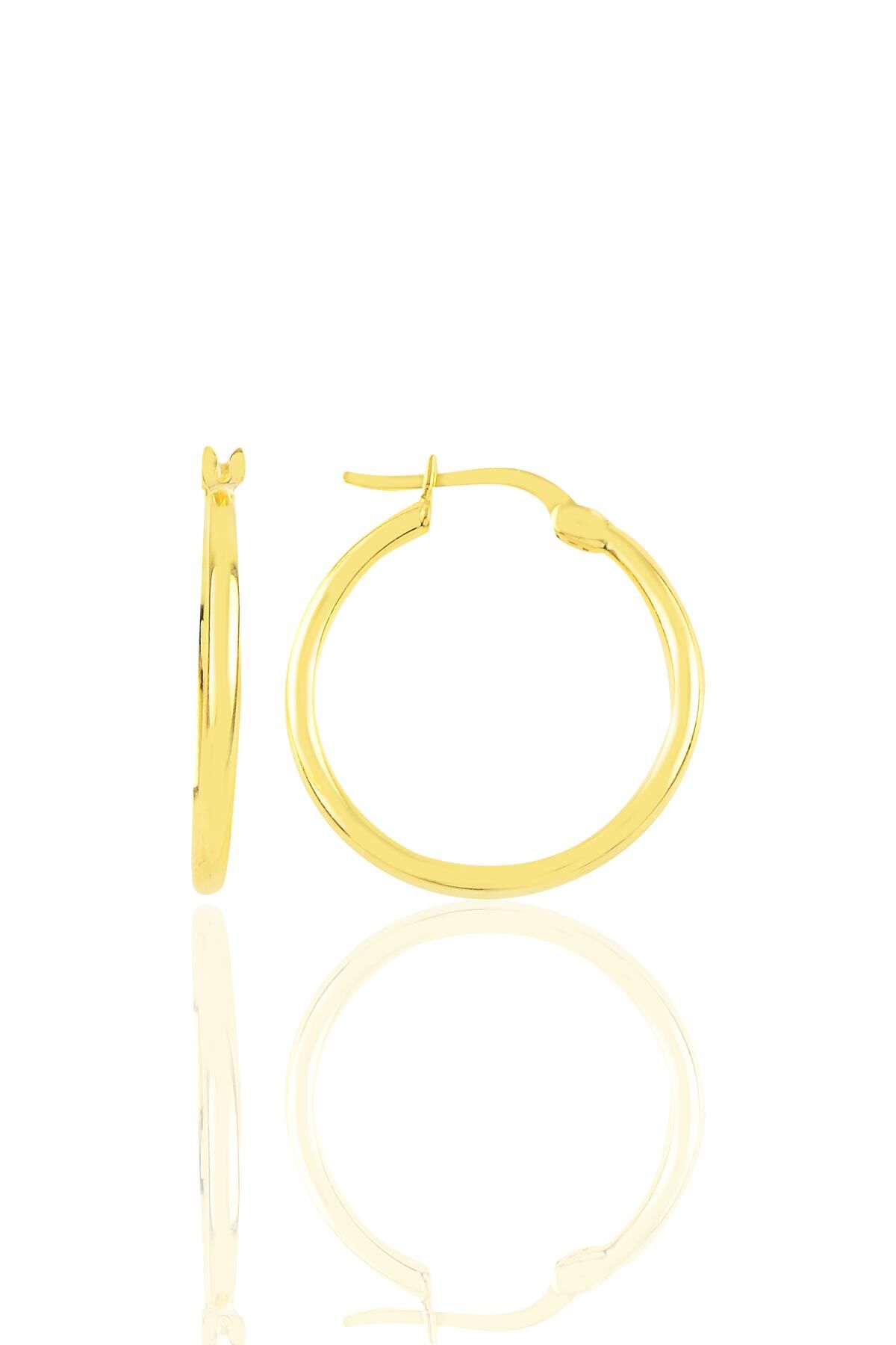 Gümüş altın yaldızlı 23 mm şarnel halka küpe SGTL10938GOLD