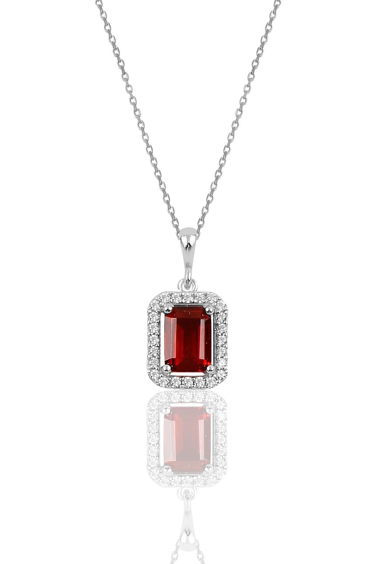 Gümüş Lal baget taşlı kolye SGTL10125LAL
