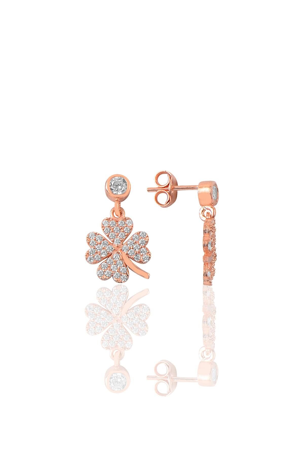 Gümüş zirkon taşlı yonca modeli küpe SGTL9463