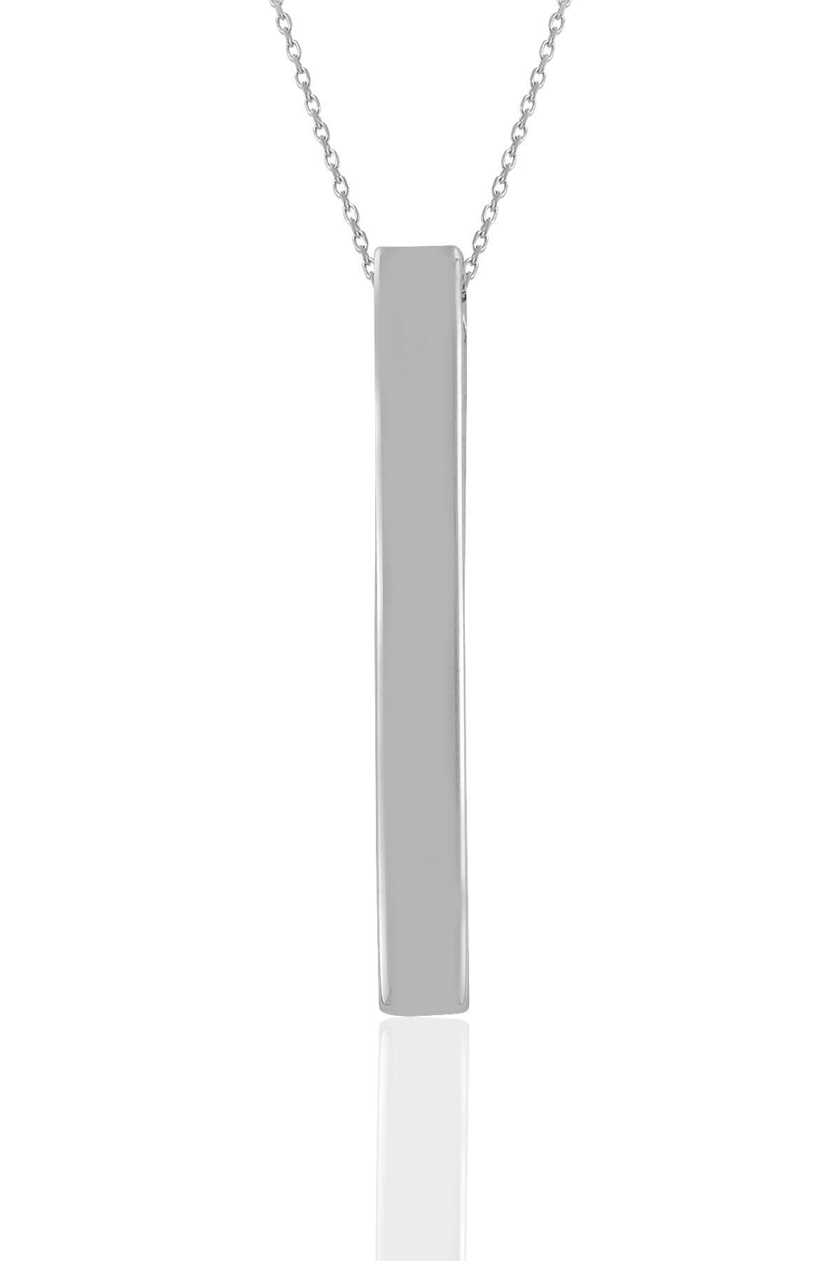 Gümüş rodyumlu 70 cm zincirli çubuk kolye SGTL11139RODAJ