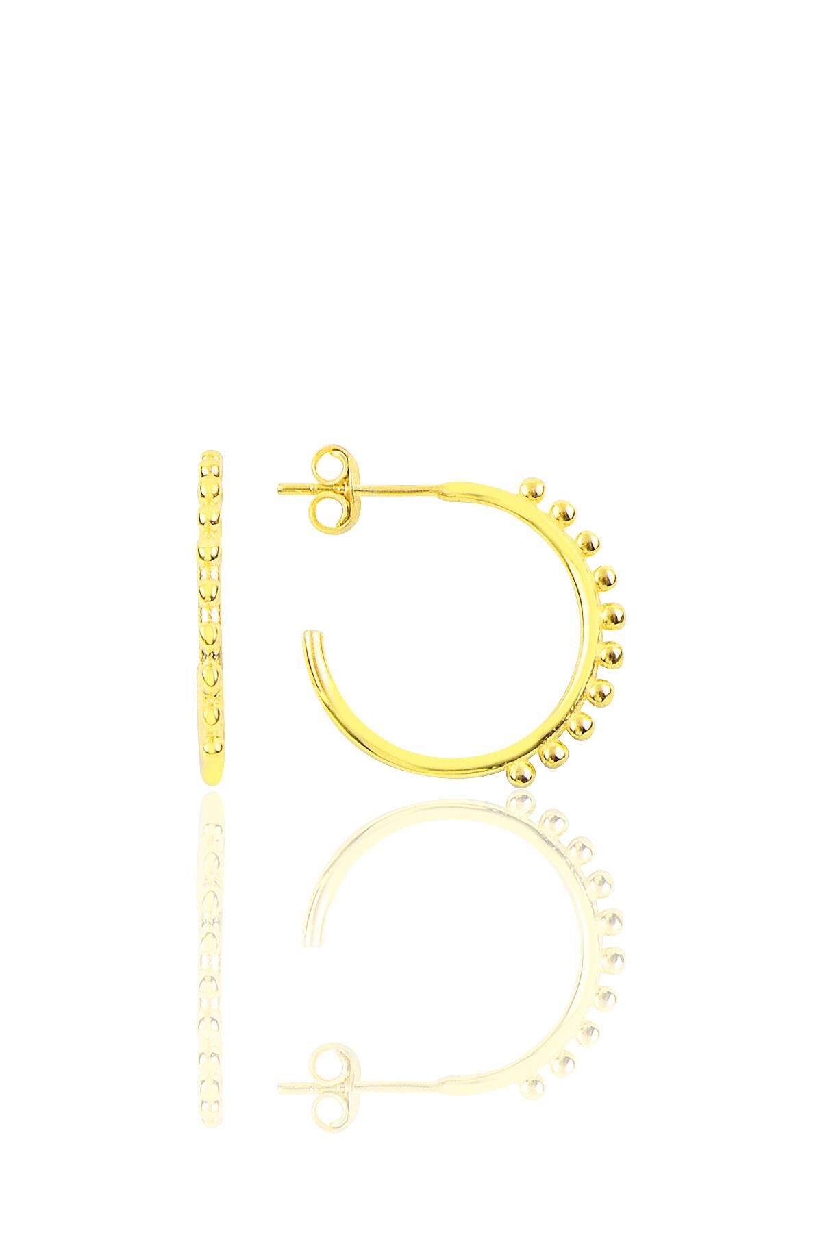 Gümüş 21 mm çapında toplu halka yarım halka küpe SGTL9989GOLD