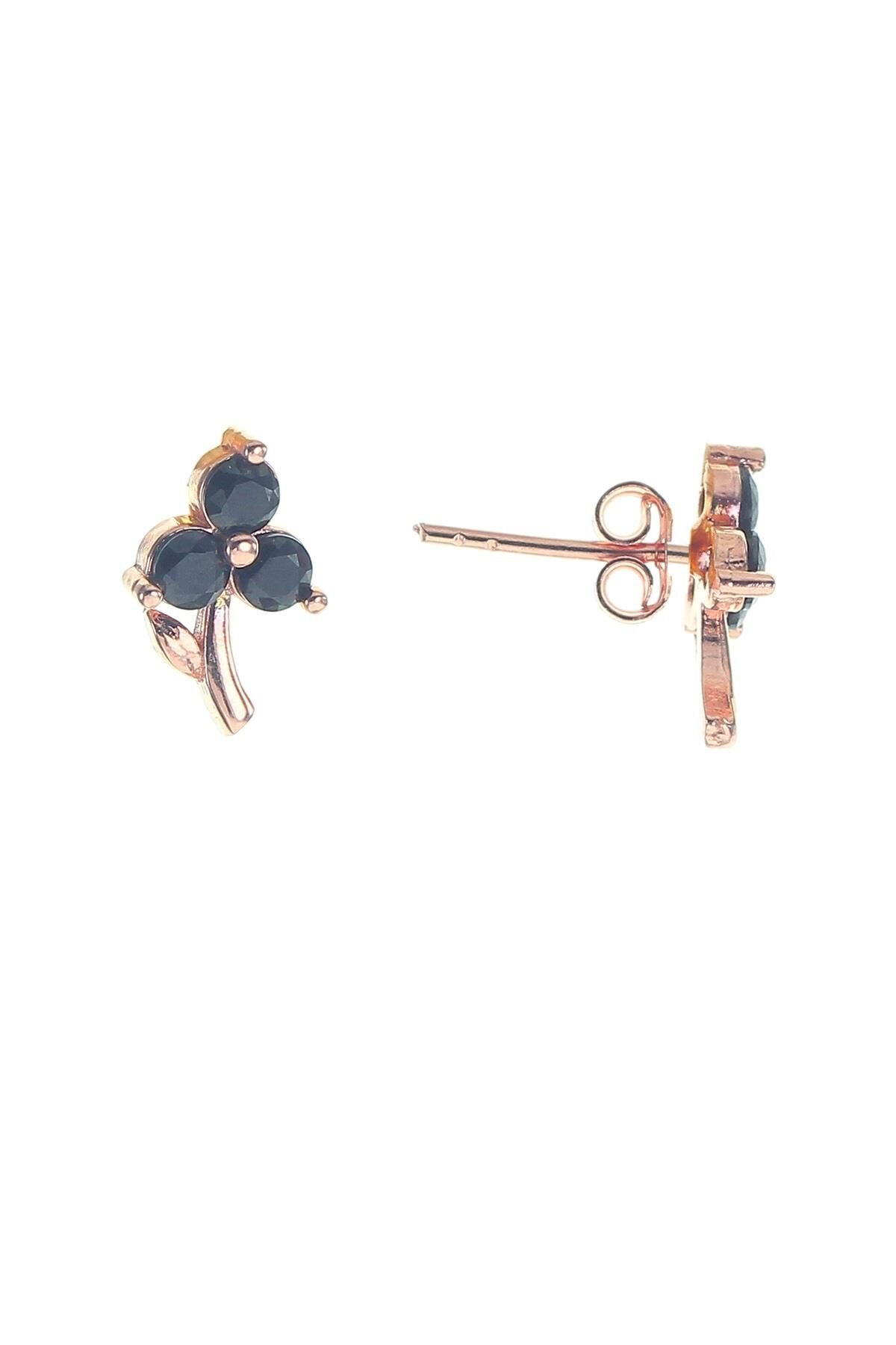 Gümüş onix taşlı minik çiçek küpe SGTL8680