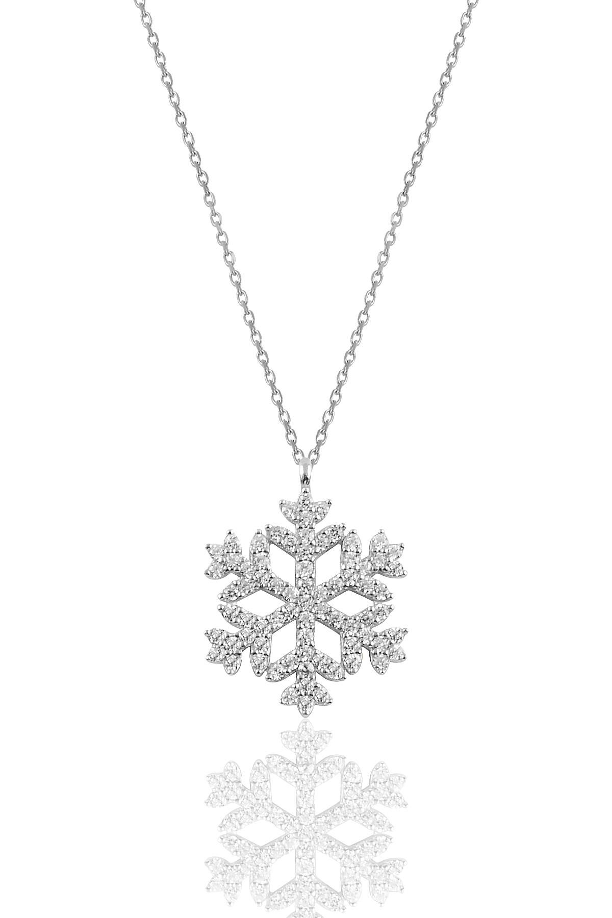 Gümüş rodyumlu gümüş kar tanesi kolye SGTL10713RODAJ