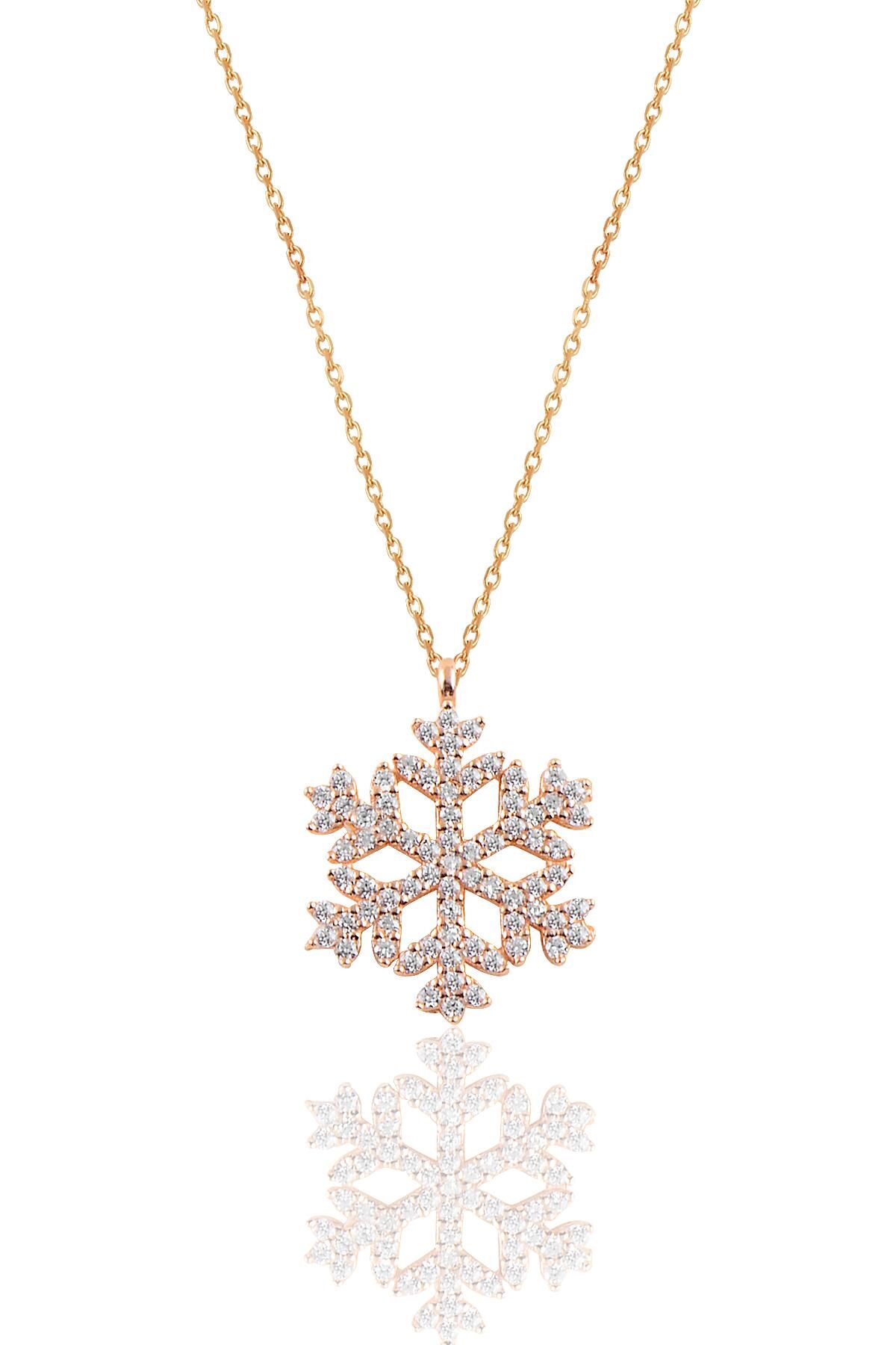 Gümüş rose gümüş kar tanesi kolye SGTL10713ROSE