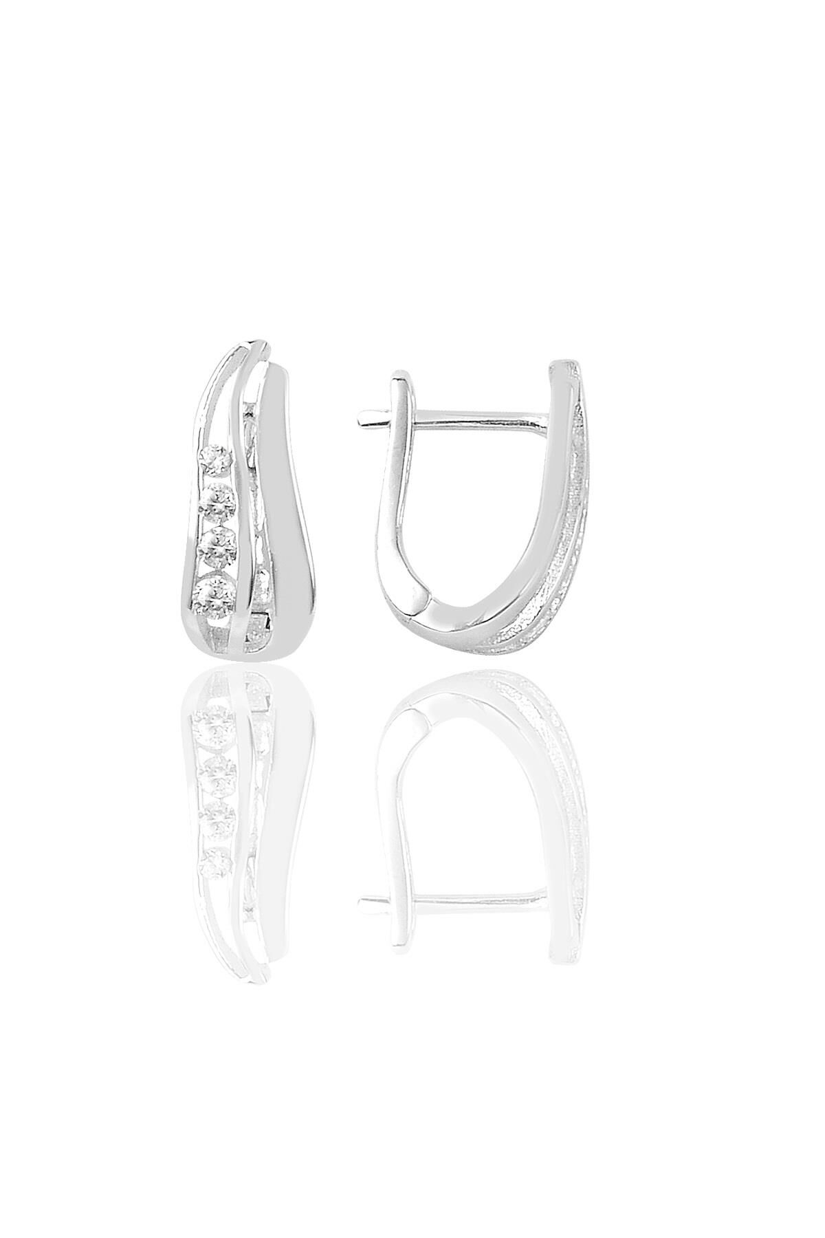 Gümüş zirkon taşlı J küpe SGTL9206
