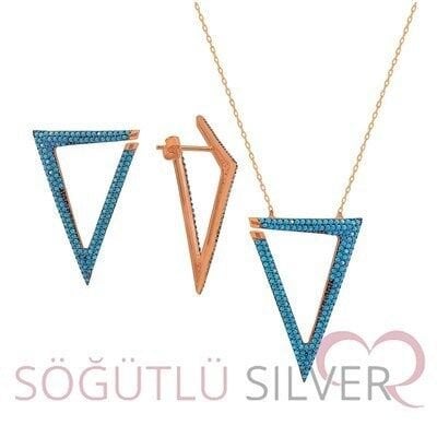 turkuaz (firuze)taşlı ikili set SGTL2423