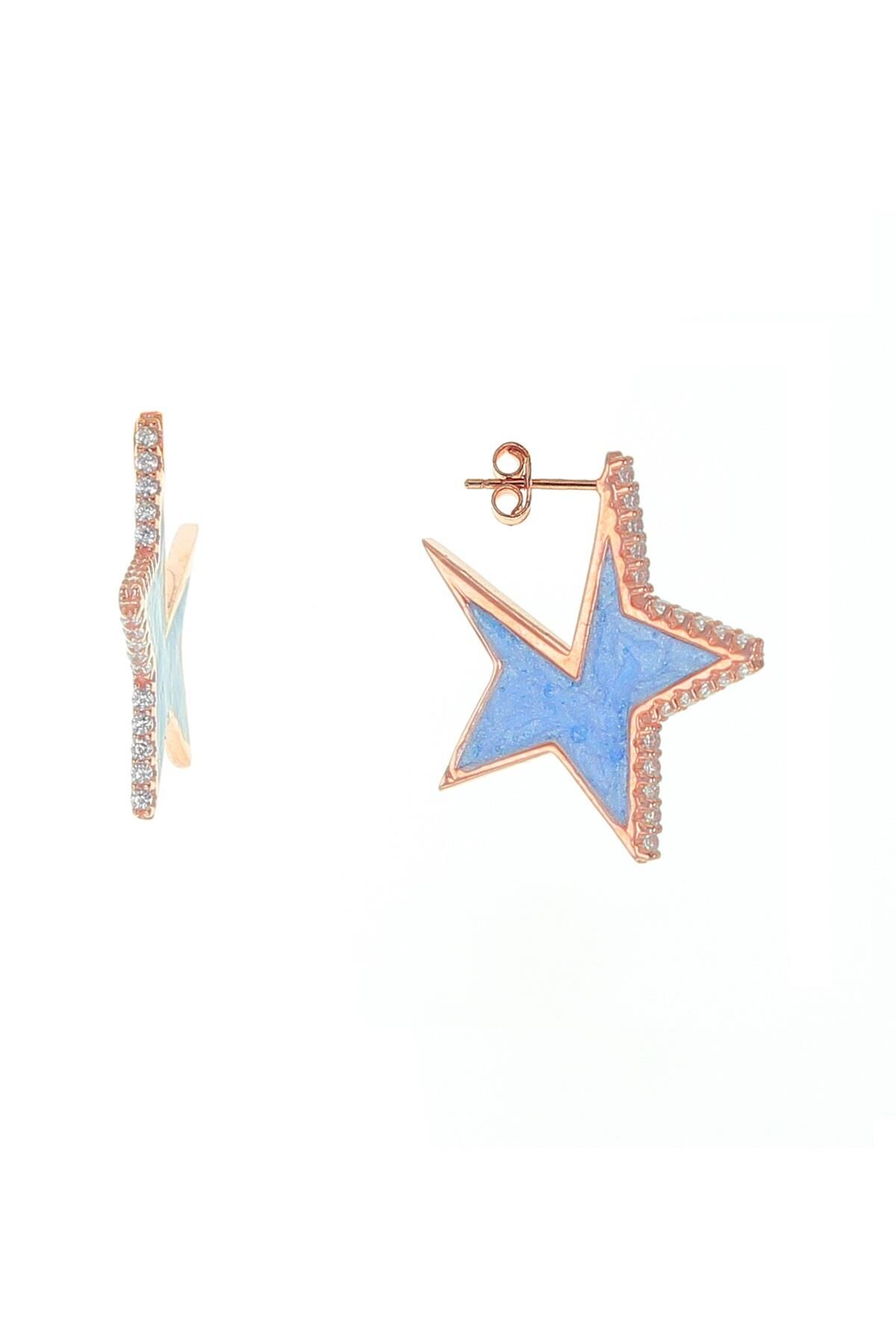 Gümüş mineli star küpe SGTL8706