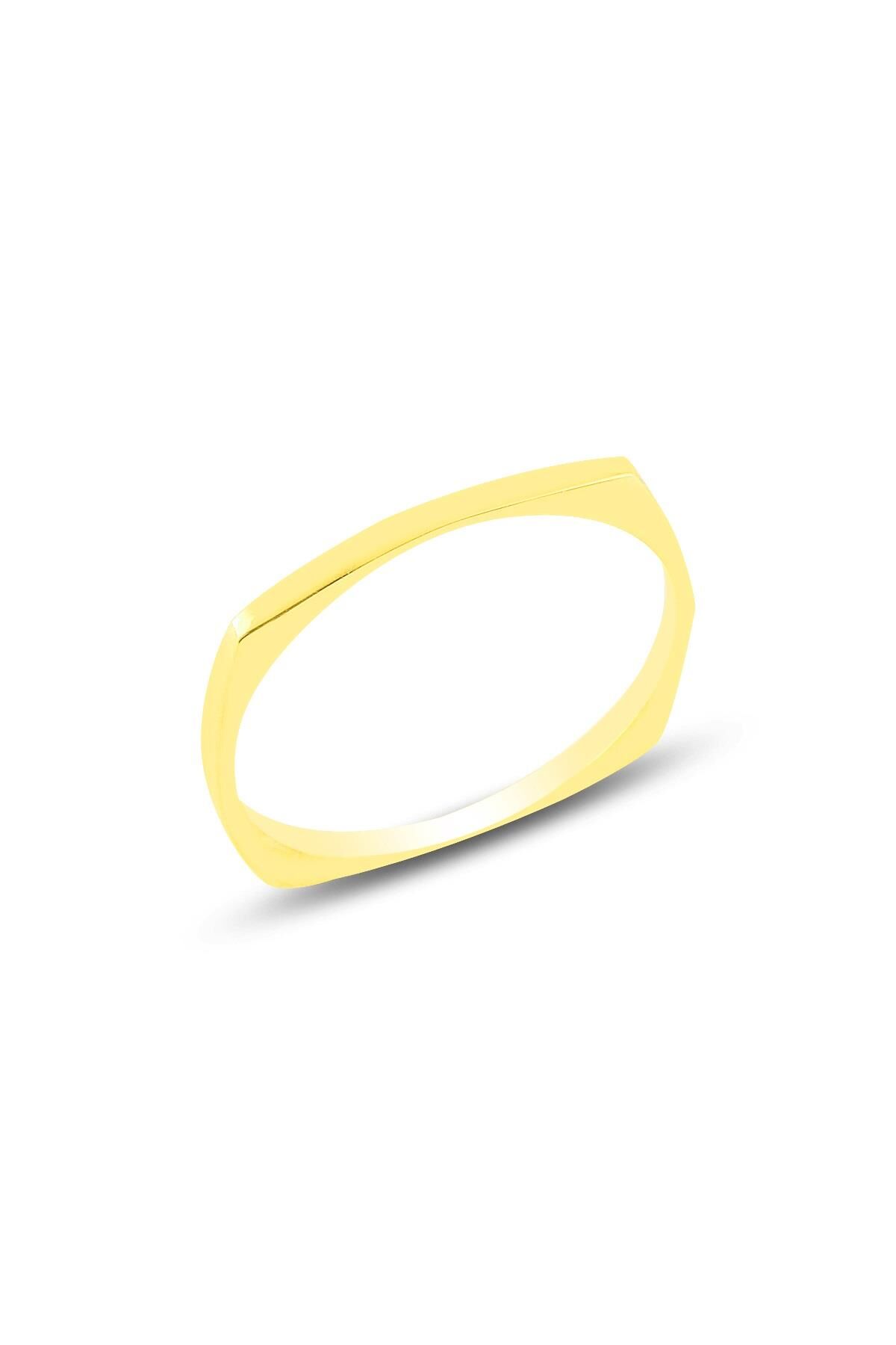 Gümüş altın yaldızlı sade delicate gümüş yüzük SGTL10617GOLD