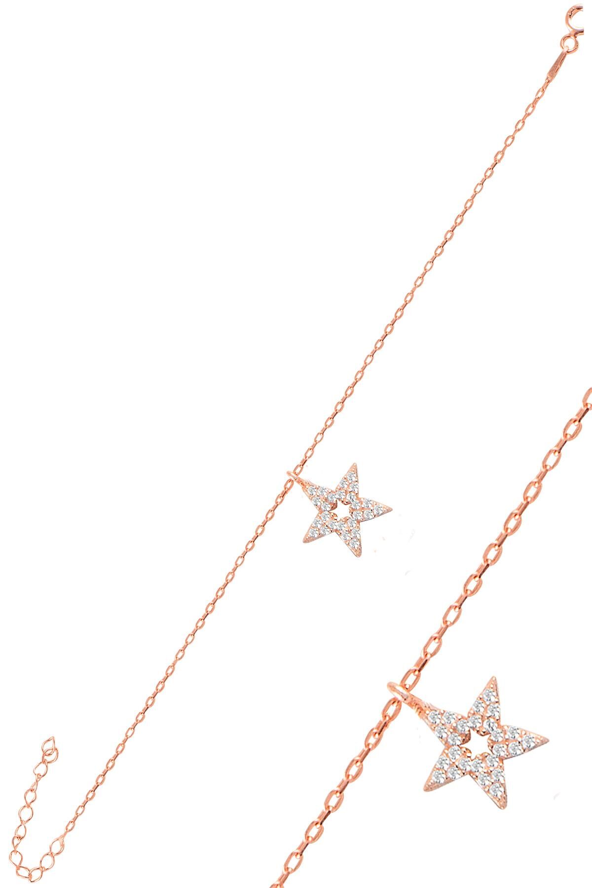 Gümüş rose zirkon taşlı lotus bileklik SGTL11063ROSE