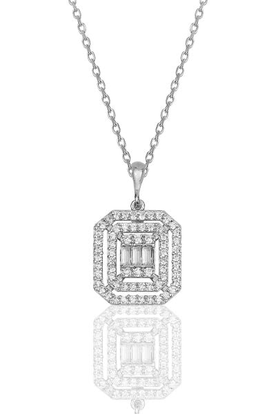 Gümüş Rodyumlu Pırlanta Montürlü Taşlı Baget  Dörtlü set SGTL11924RODAJ