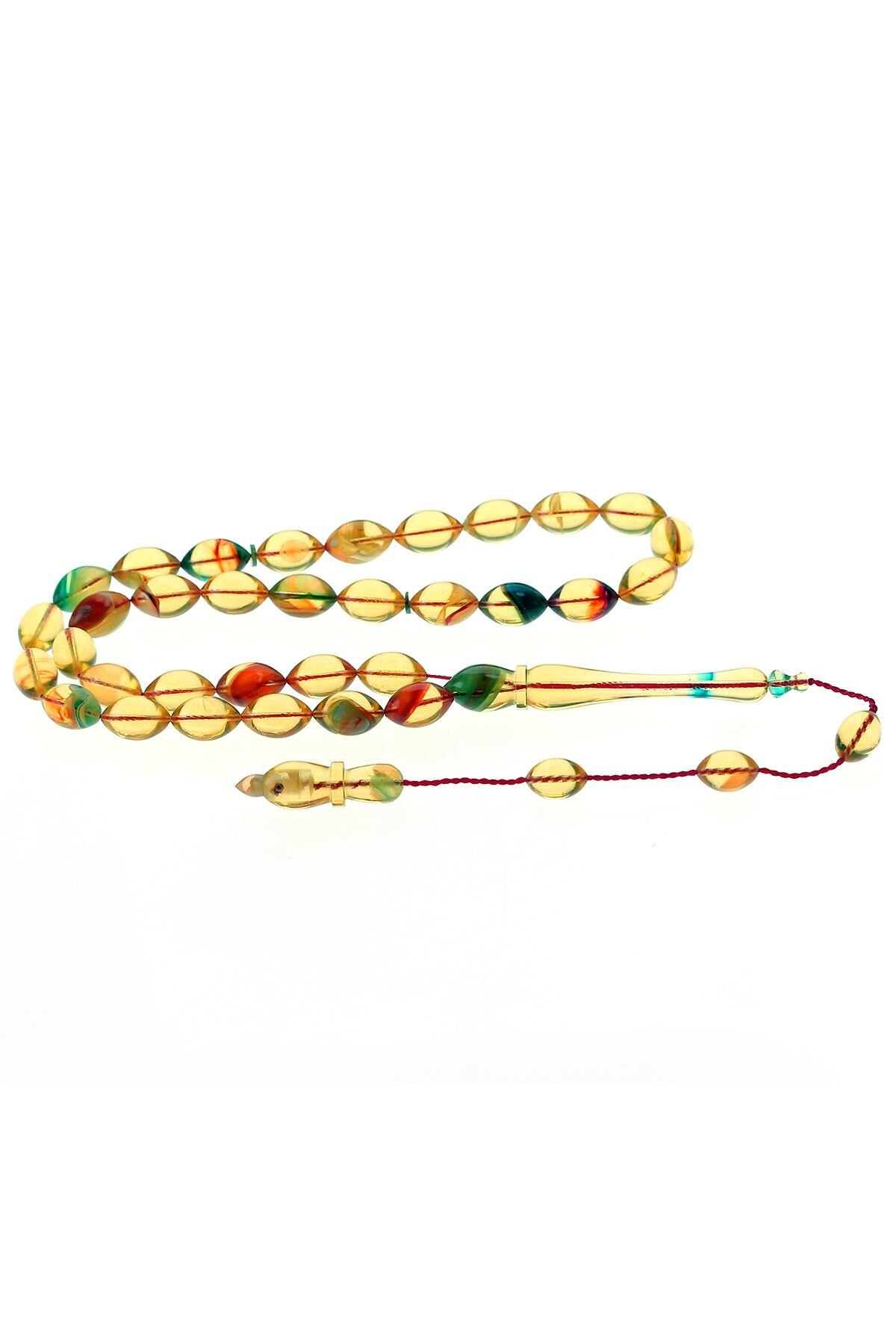 Usta İşçilikli Özel Renk Tonu Sistemli Sıkma Kehribar Tesbih SGTL9400