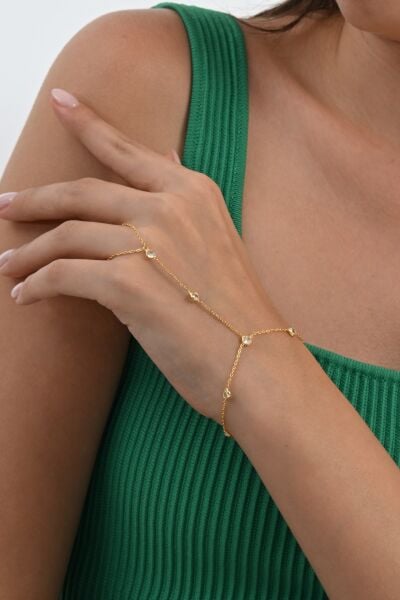 Gümüş altın yaldızlı zirkon taşlı şahmeran SGTL10856GOLD