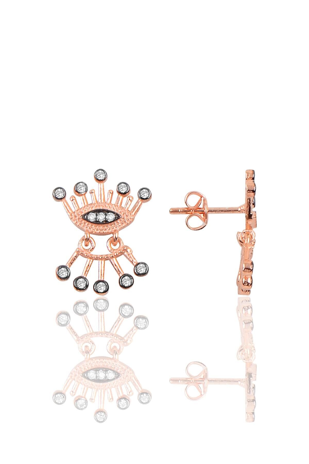 Gümüş elmas montürlü göz modeli küpe SGTL10037