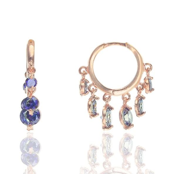 Gümüş mavi mistik topaz taşlı küçük shakira küpe SGTL8500