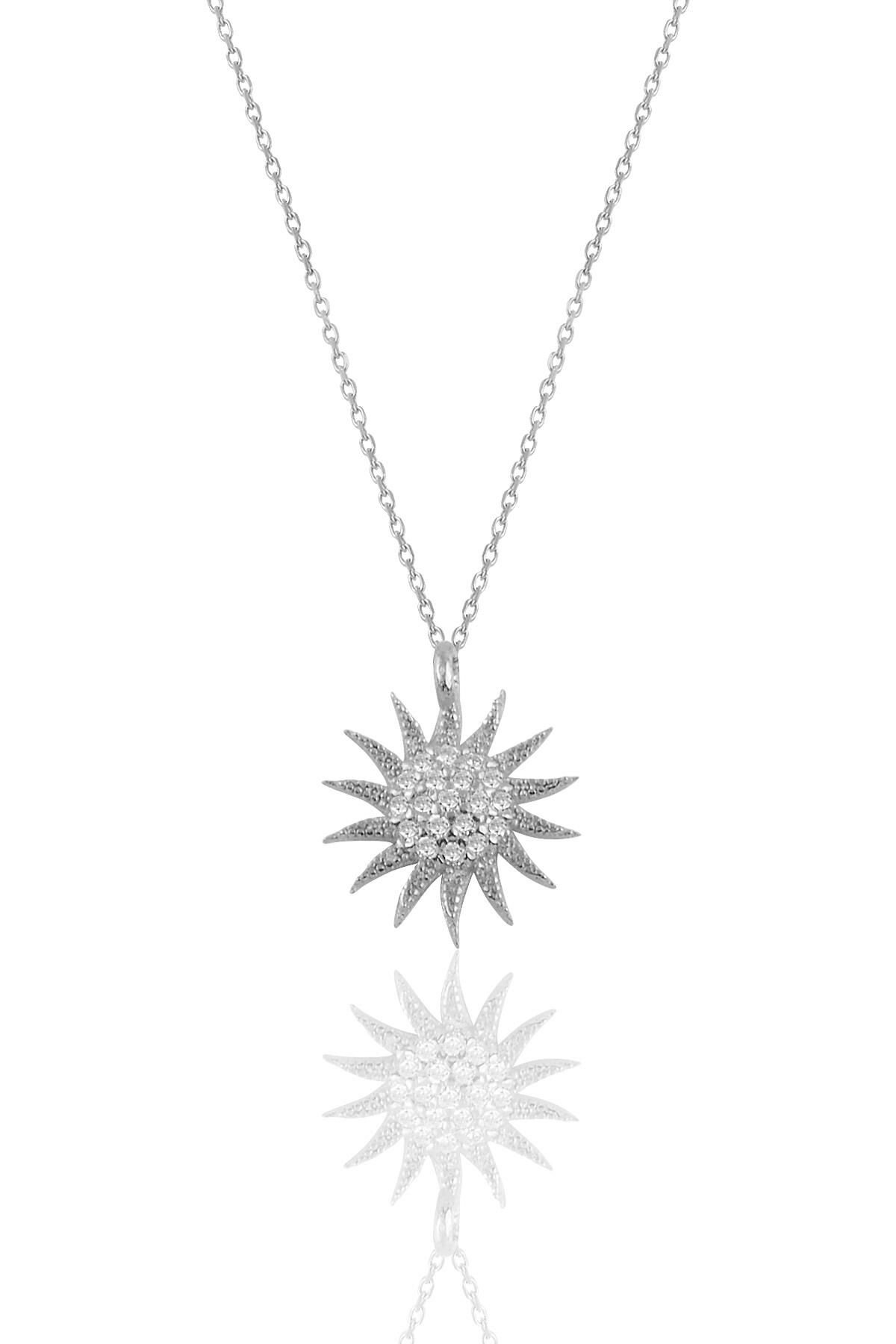Gümüş rodyumlu zirkon taşlı güneş kolye SGTL10510RODAJ