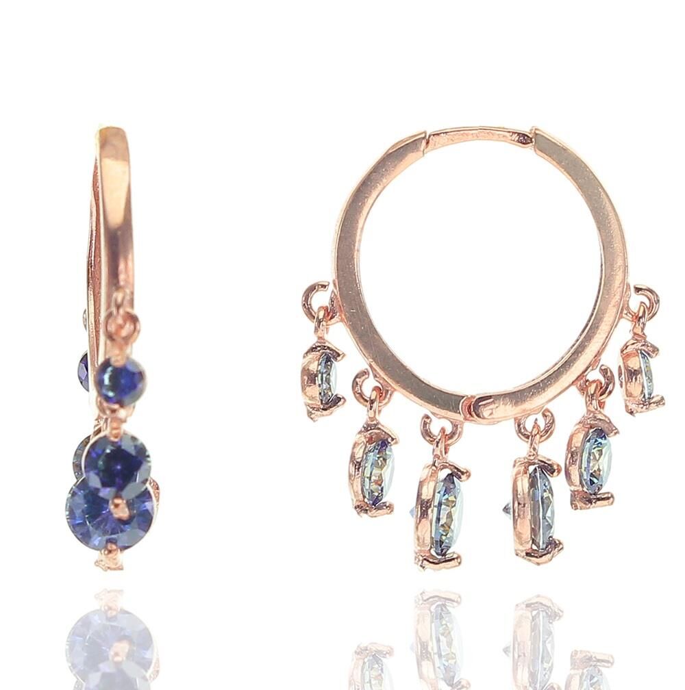 Gümüş mavi mistik topaz taşlı orta boy shakira küpe SGTL8501