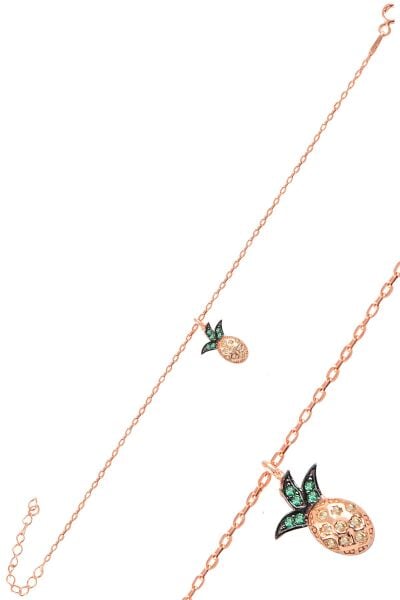 Gümüş rose zirkon taşlı ananas bileklik SGTL11061ROSE