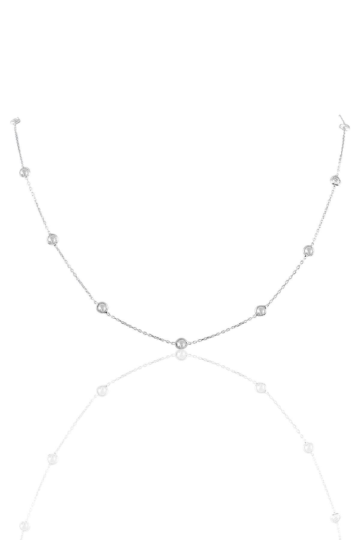 Gümüş sıra taşlı 45 cm kolye SGTL9830RODAJ