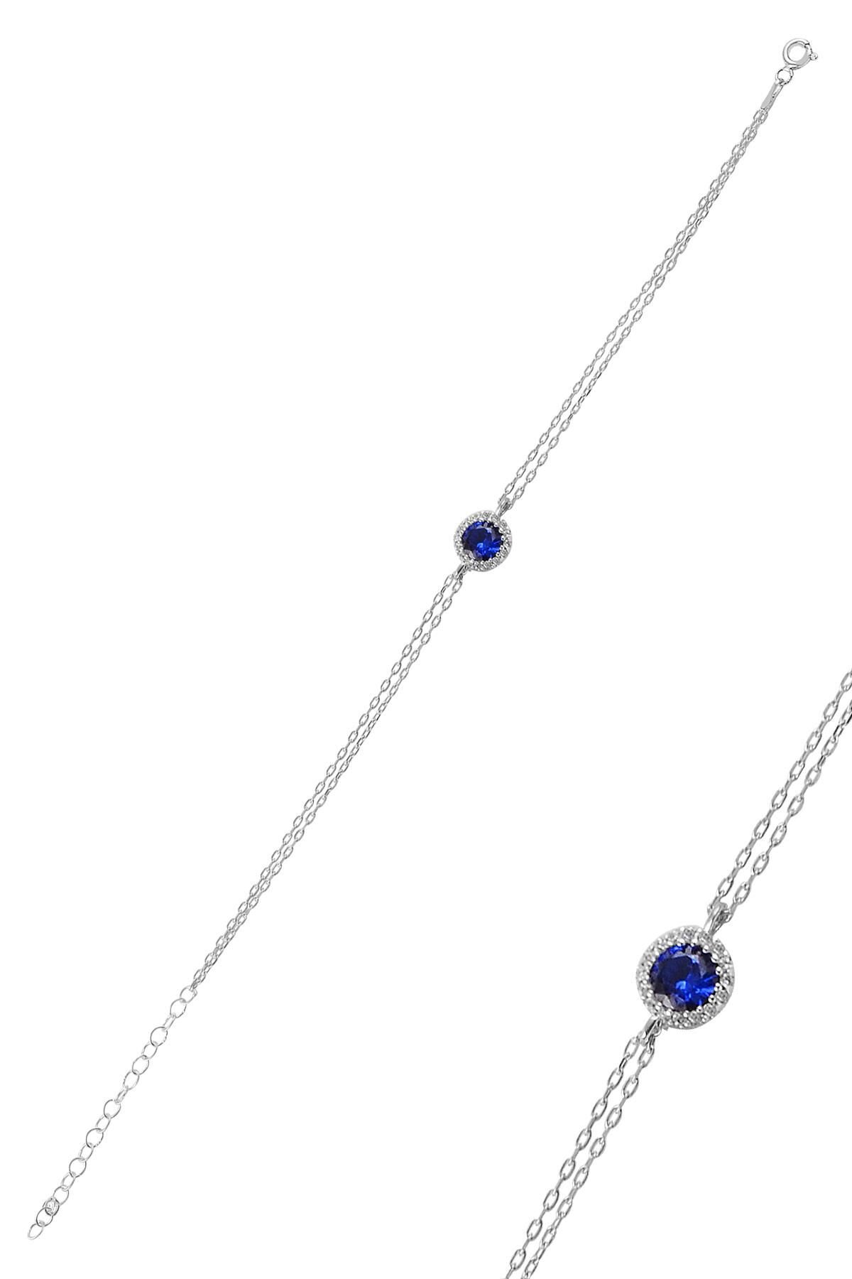 Gümüş rodyumlu safir taşlı pırlanta montürlü bileklik SGTL9914SFR