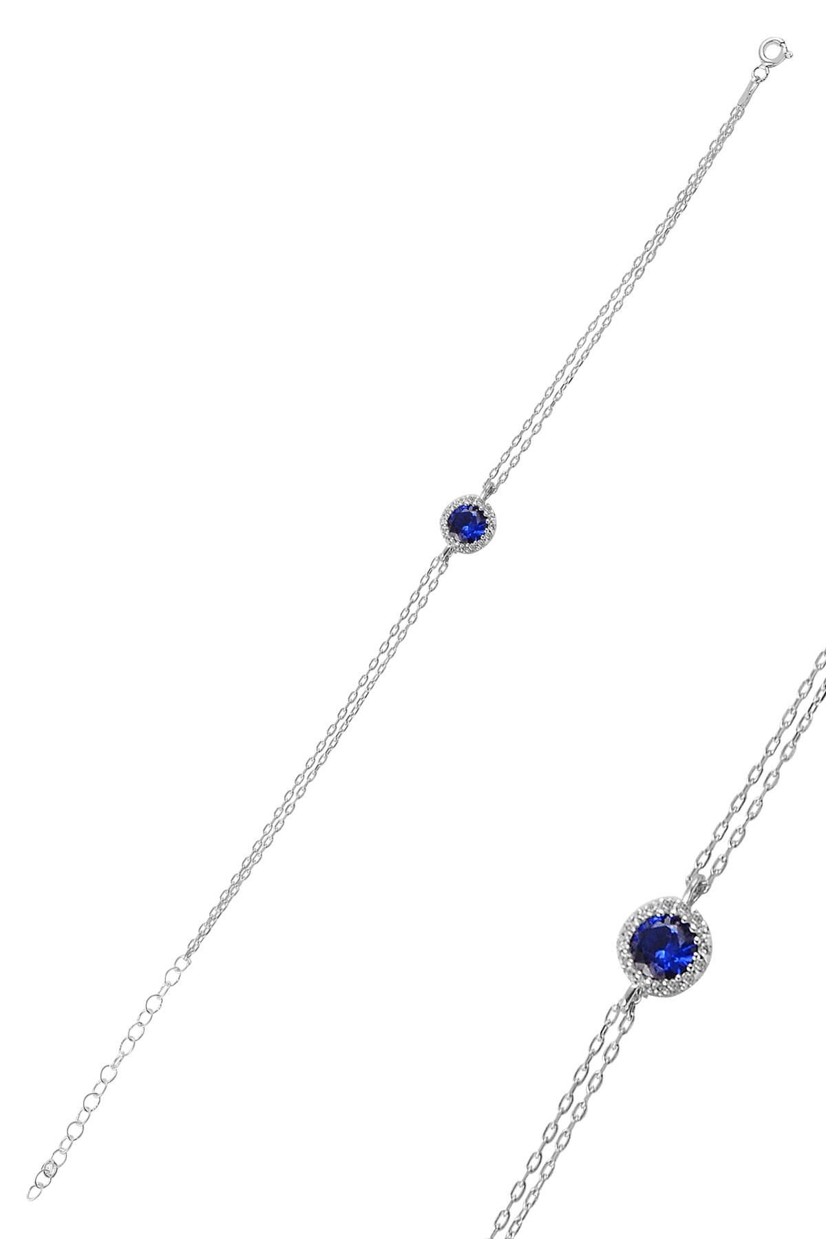 Gümüş rodyumlu safir taşlı pırlanta montürlü bileklik SGTL9914SFR