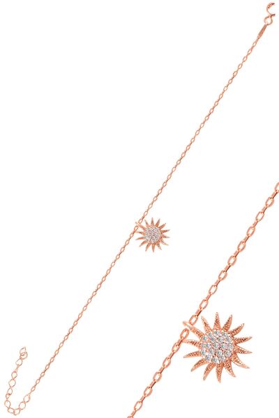 Gümüş rose zirkon taşlı güneş üçlü set SGTL11058ROSE