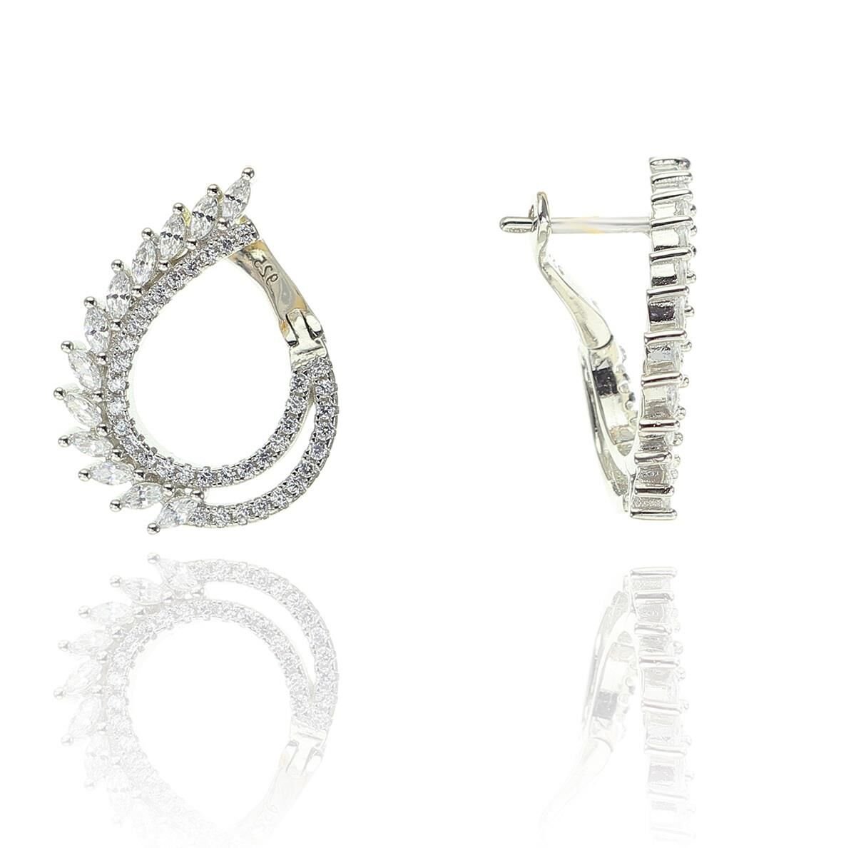 Gümüş yeni tarz baget taşlı küpe SGTL8504